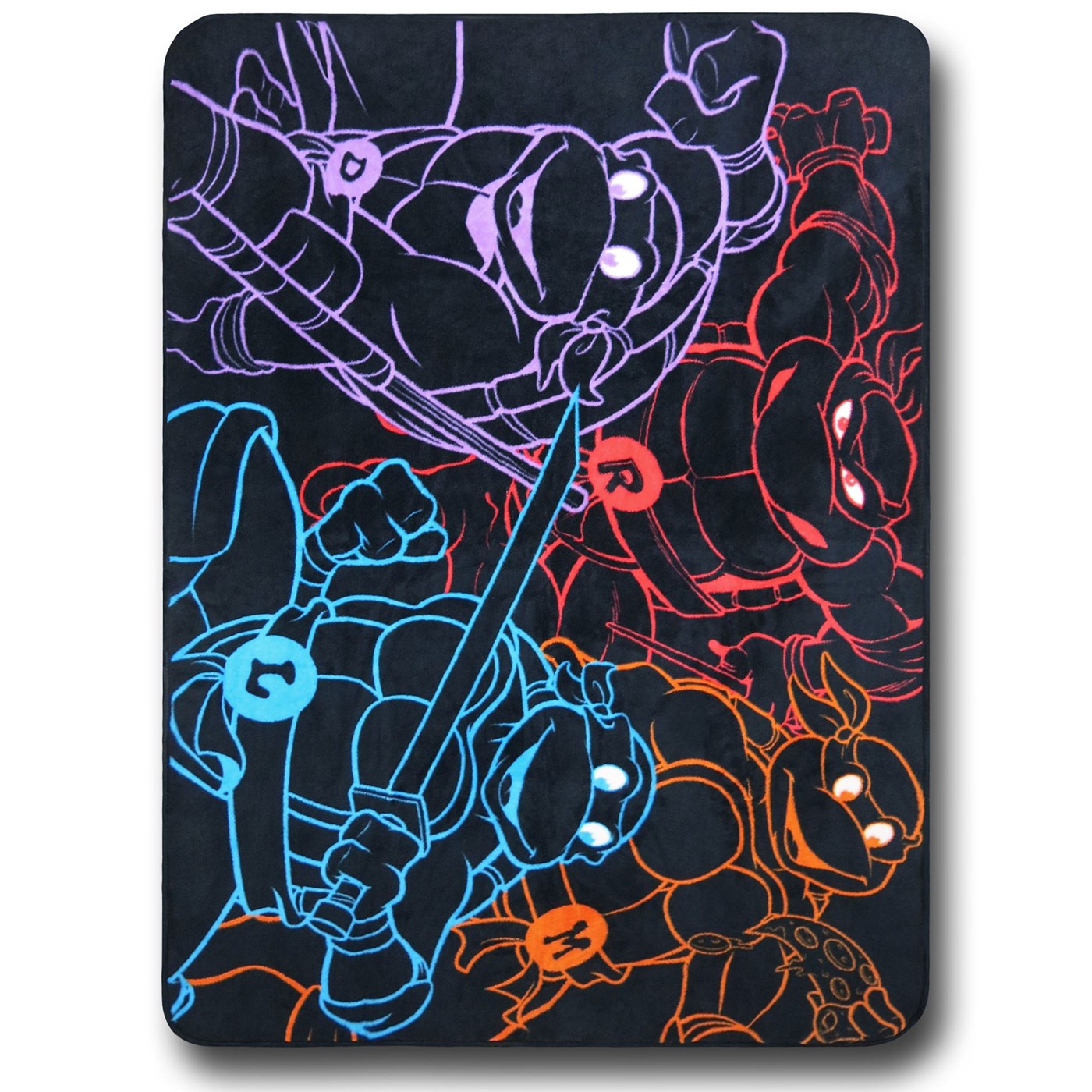 TMNT Neon Outline Throw Blanket, Black