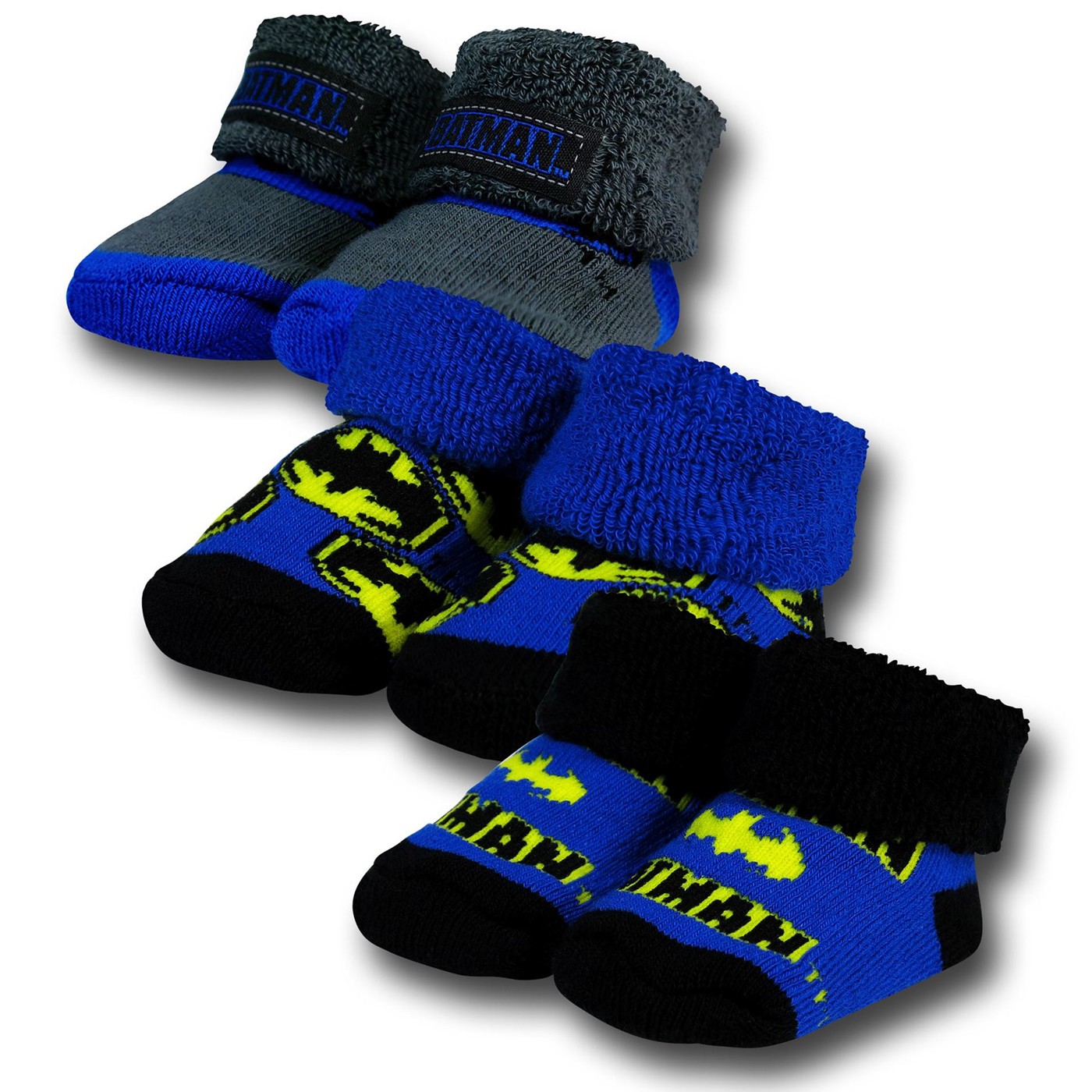 Batman Infant Booties 3-Pack, Blue