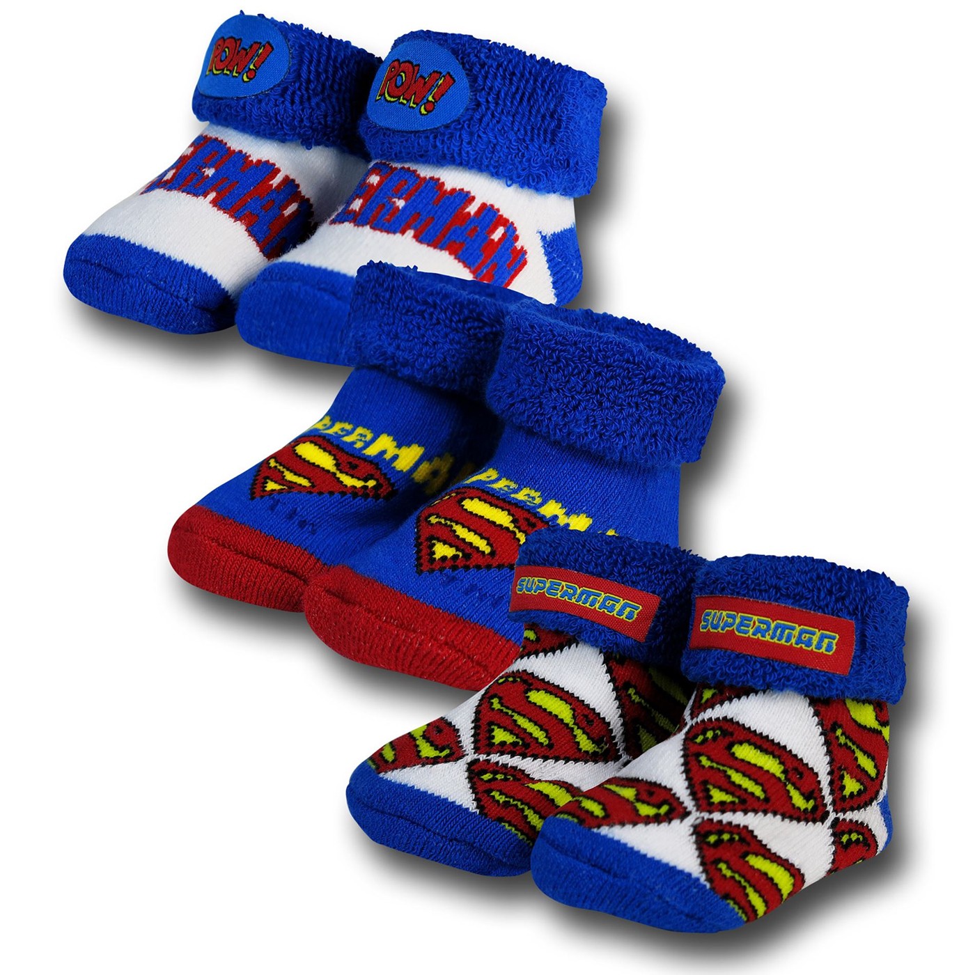 Superman Infant 0-6 Booties 3-Pack, Blue