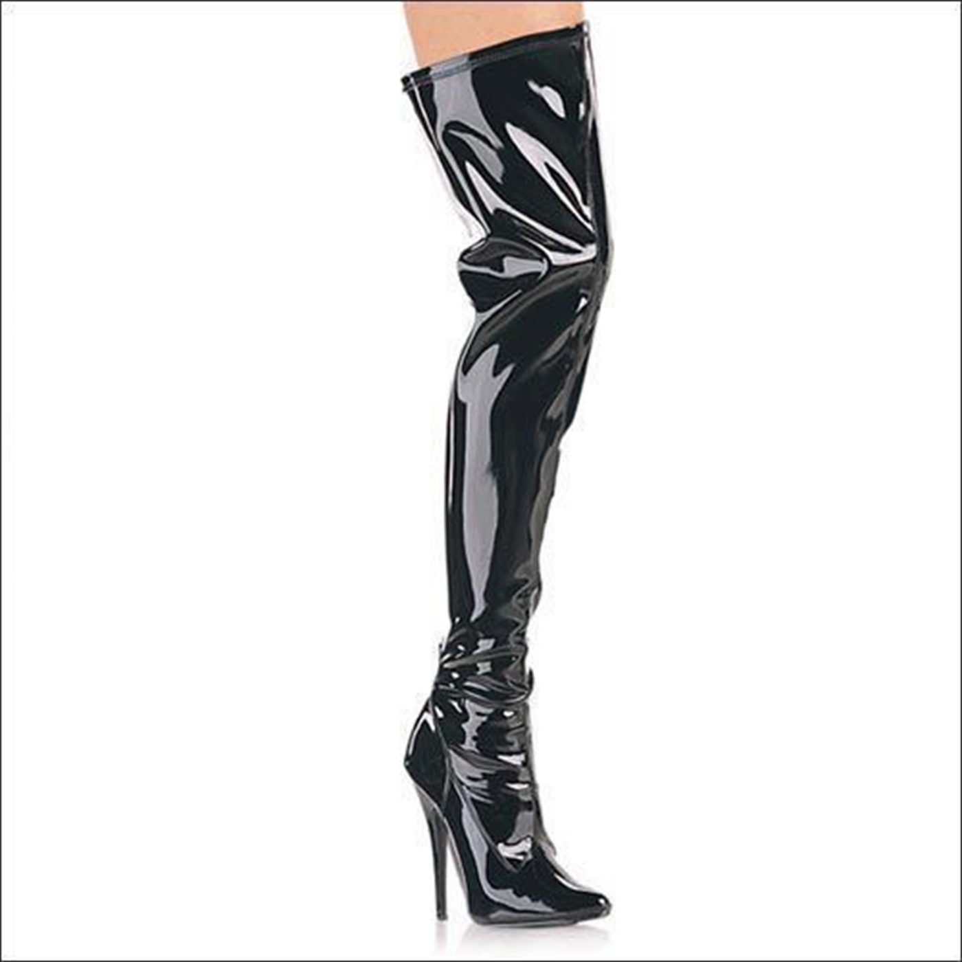 Cat Thigh Boots 6 Inch Heel, Black