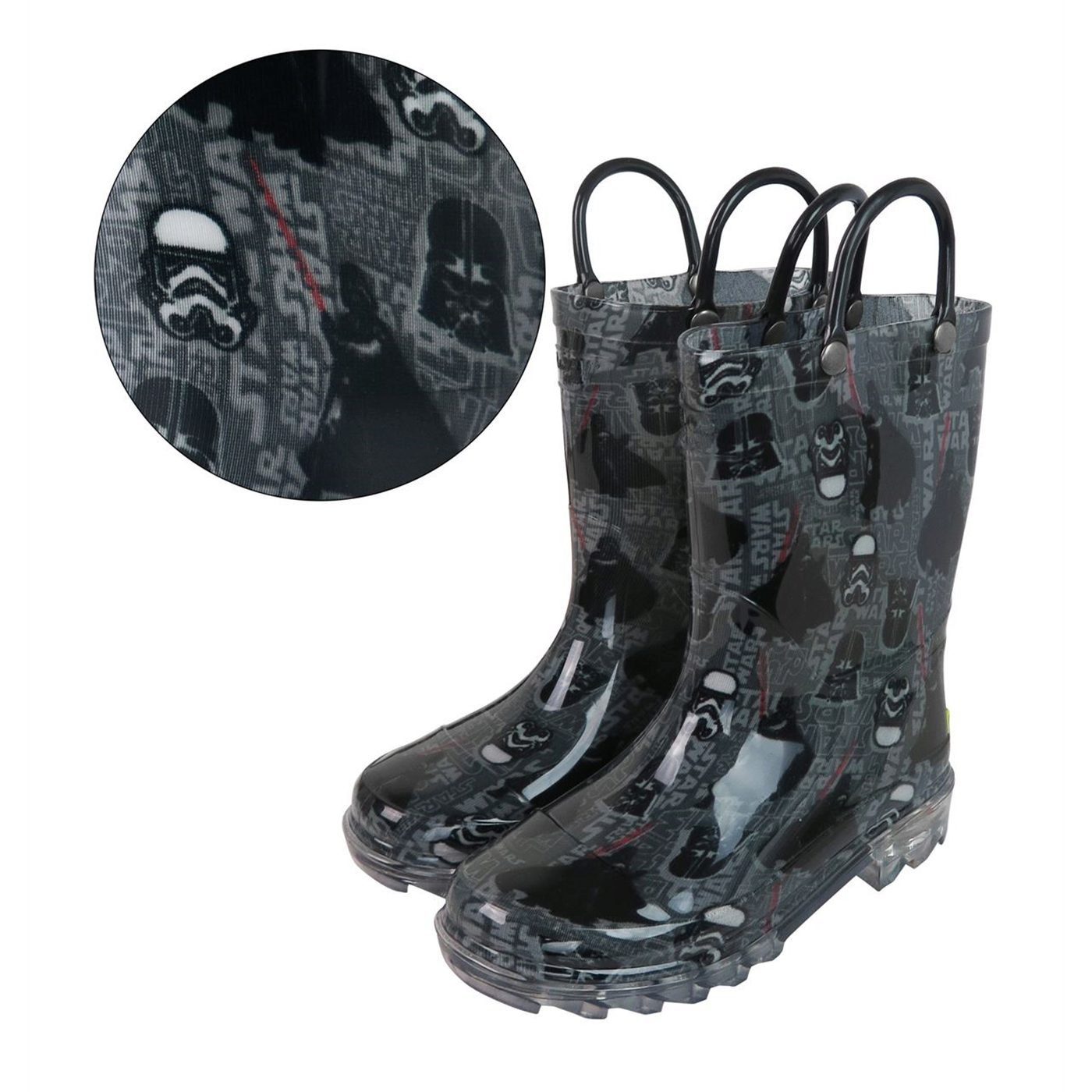Star Wars Darkside Lighted Kids Rain Boots, Black