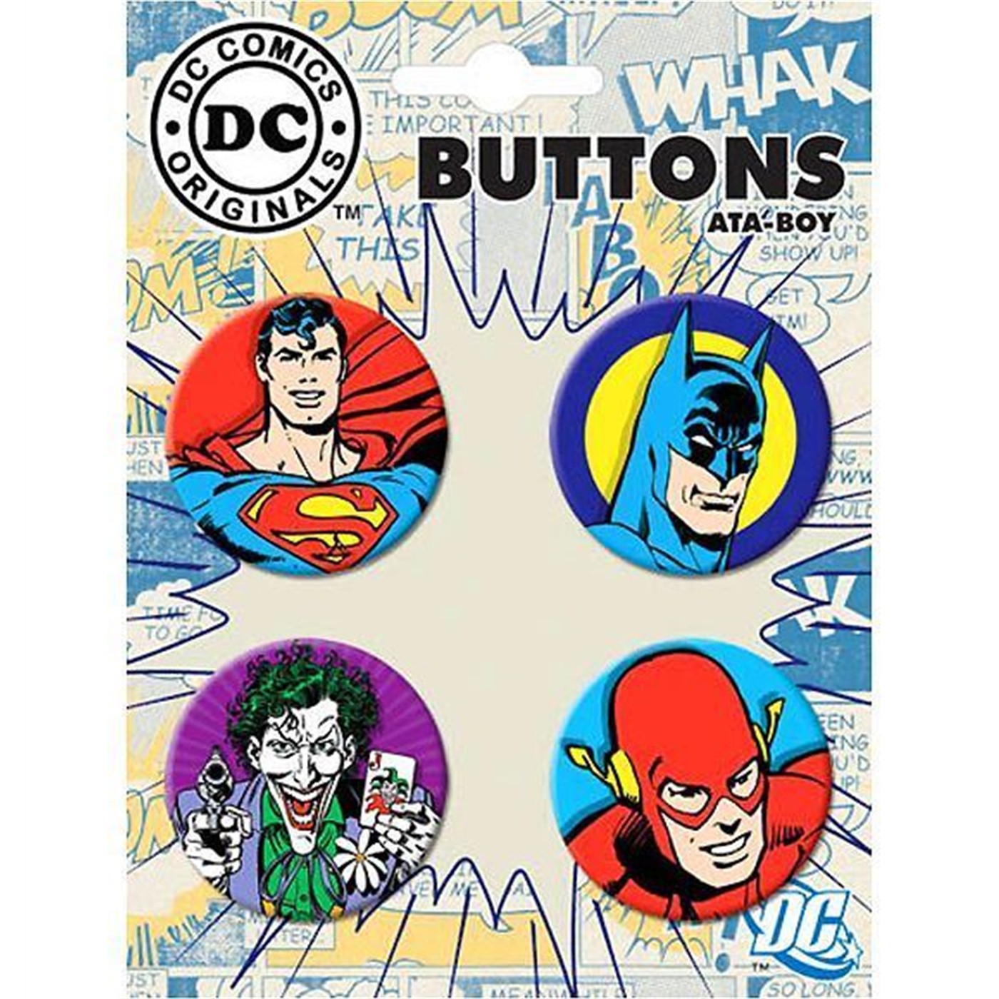 DC Comics Character Heads Set of 4 Buttons, Red