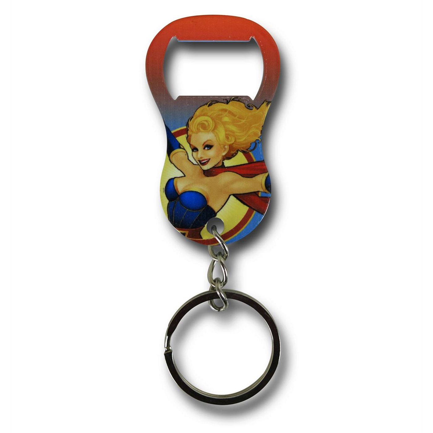 Supergirl Bombshell Keychain Bottle Opener, Blue