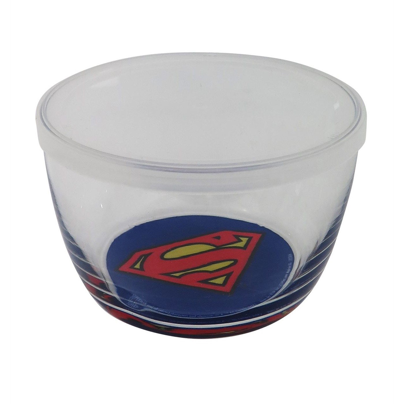 Superman 16oz Glass Storage Bowl with Lid, Blue