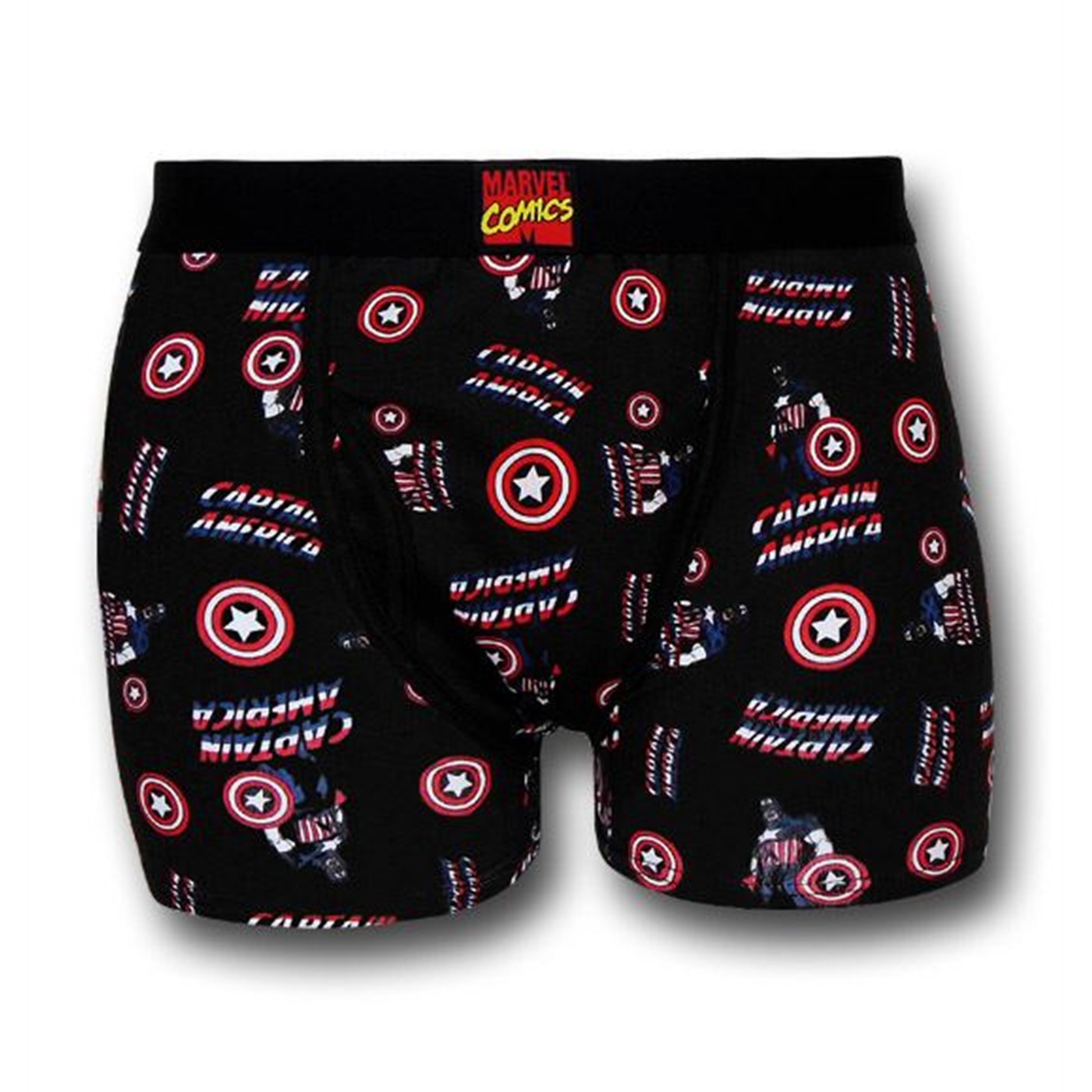 Captain America Images w/Logos Boxer Briefs, Black