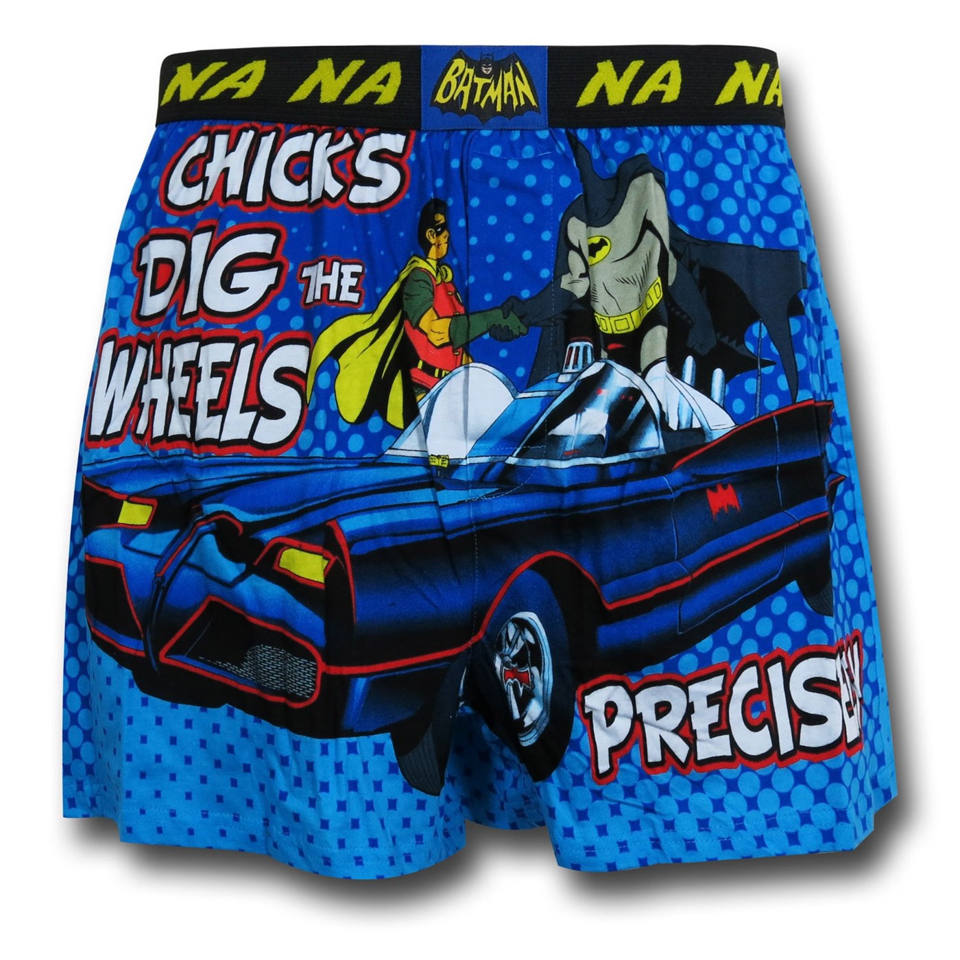 Batman 66 Chicks Dig the Wheels Boxer Shorts, Blue
