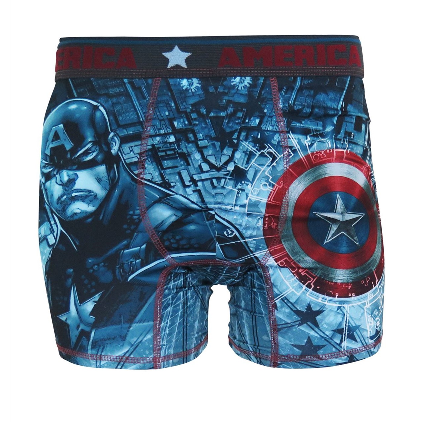 Captain America Sublimated Boxer Briefs, Blue