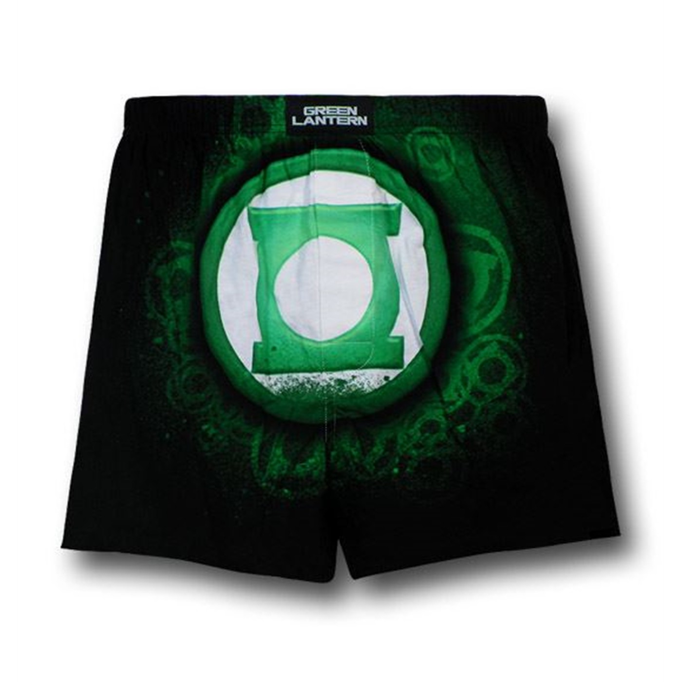 Green Lantern Symbol Painted Boxer Shorts, Black