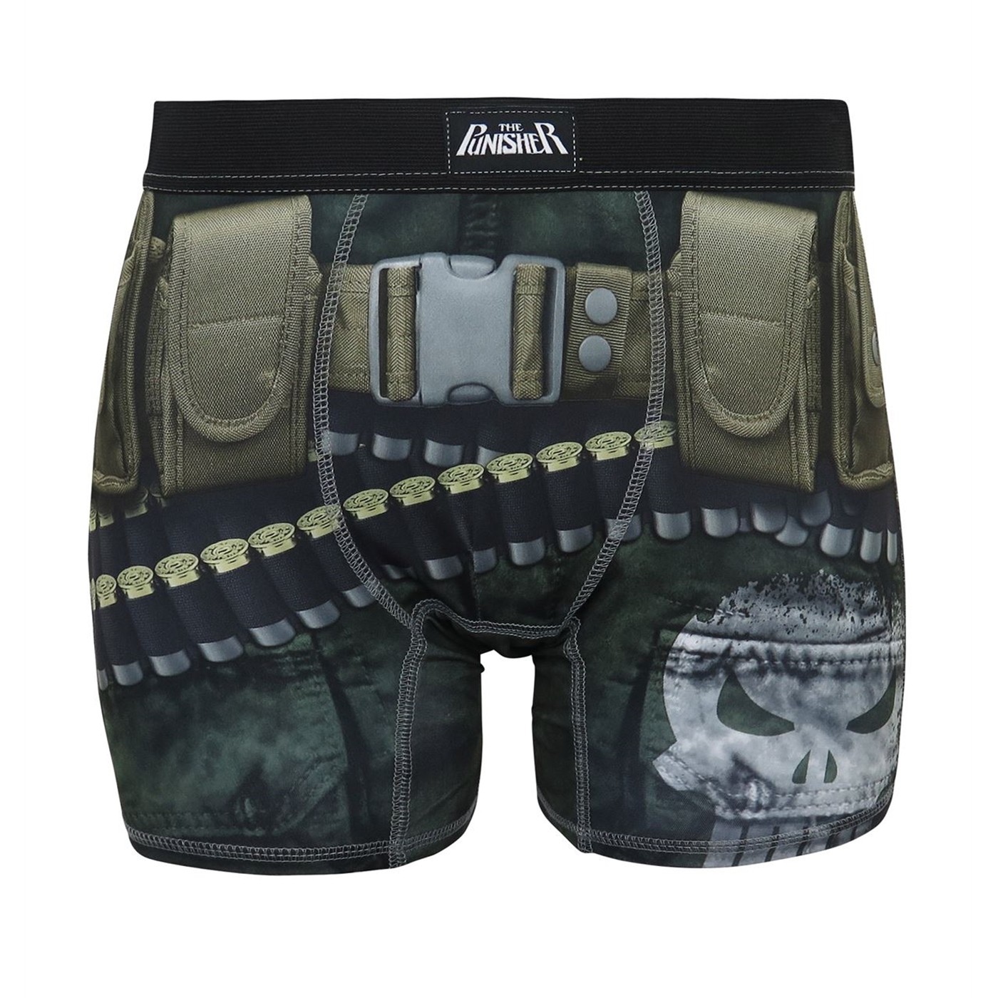 Punisher Armed Poly/Spandex Men's Boxer Briefs, Black