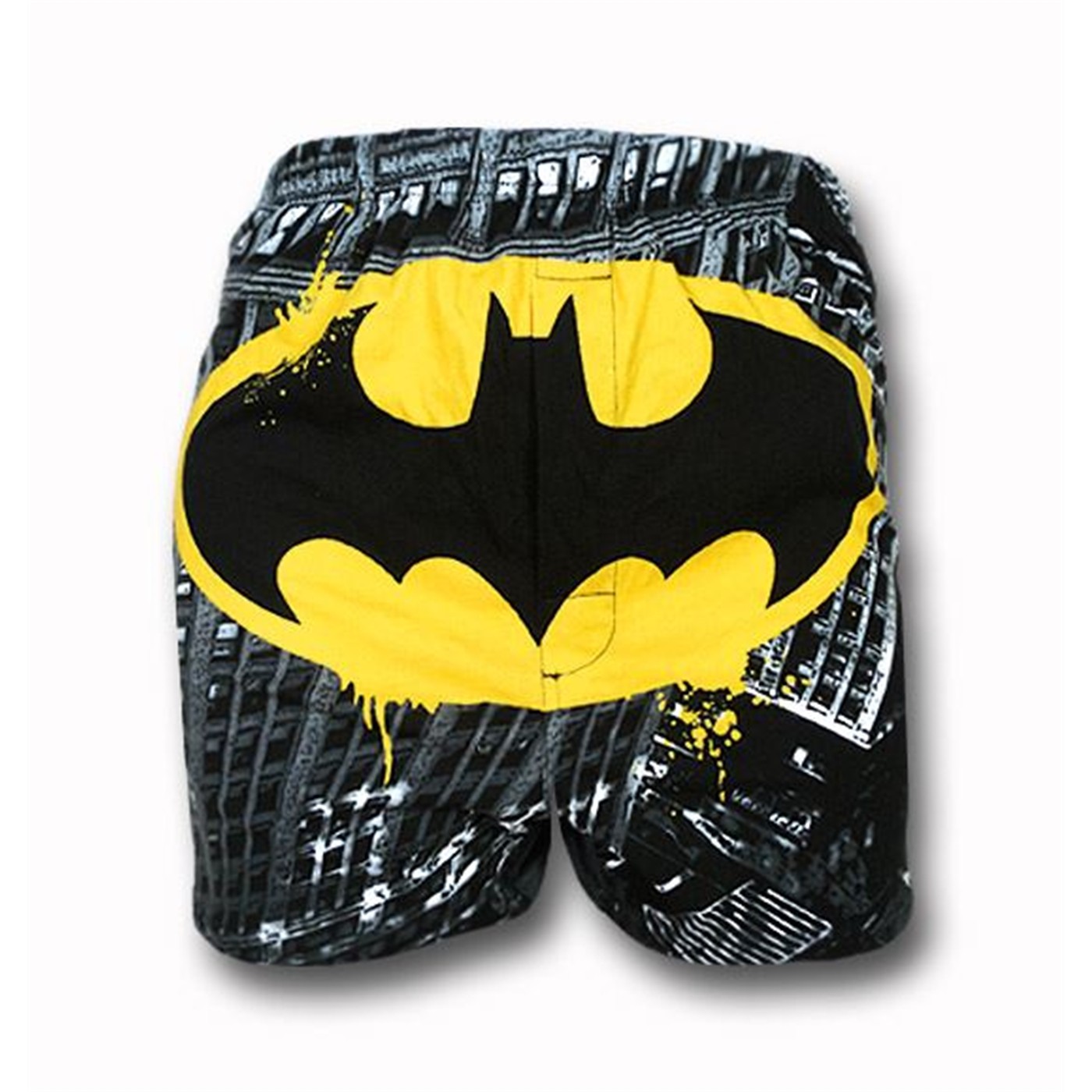 Batman Painted Symbol on City Boxer Shorts, Black