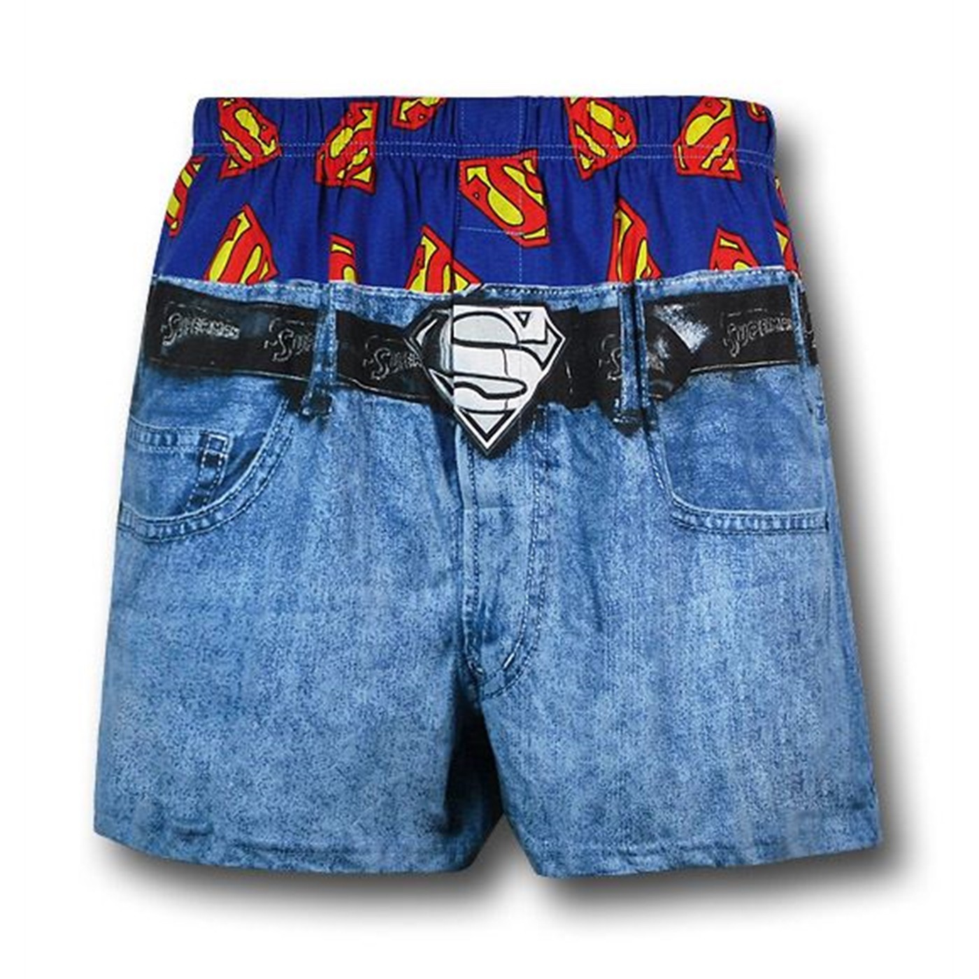 Superman Under Jeans Boxer Shorts, Blue