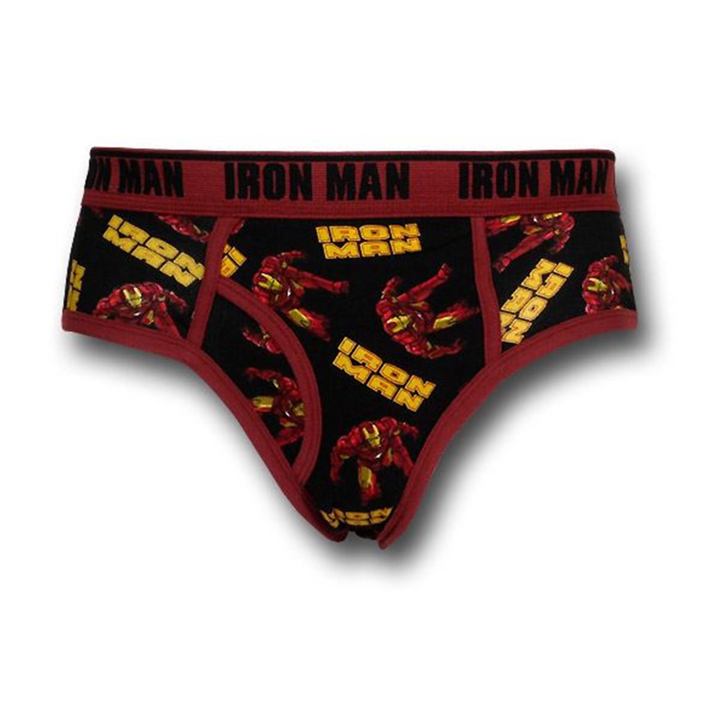 Iron Man Crouching Image and Logo Collage Briefs, Black