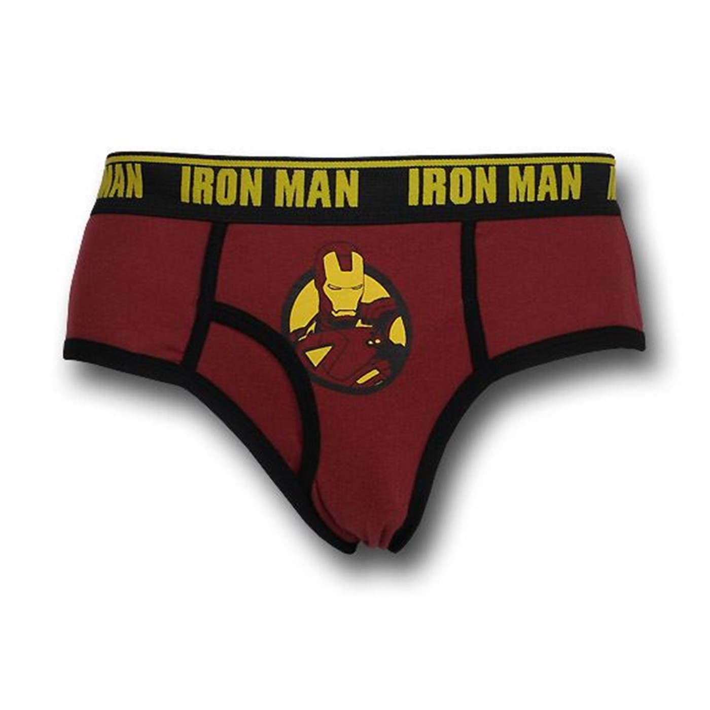 Iron Man Encircled Bust Maroon Briefs, Red
