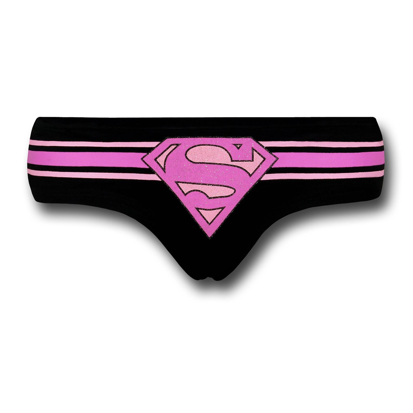 Supergirl Pink and Black Striped Women's Hipster Briefs, Black