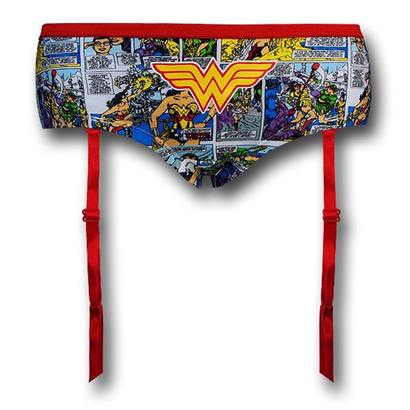 Wonder Woman Comic Women's Hipster Brief w/Garters, White