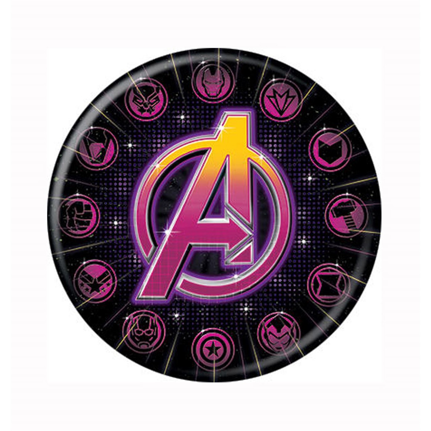 Avengers Characters Icons Button, Black