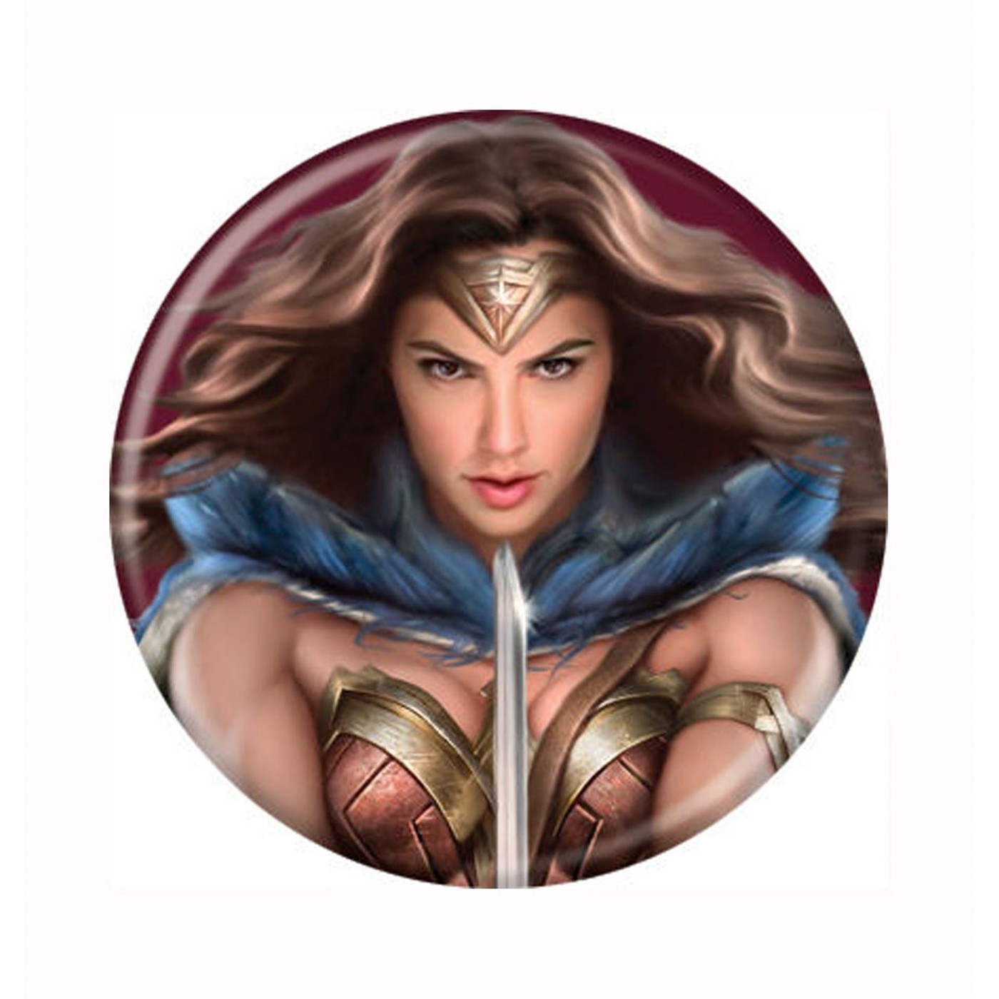 Batman Vs Superman Wonder Woman Slice Button, Purple