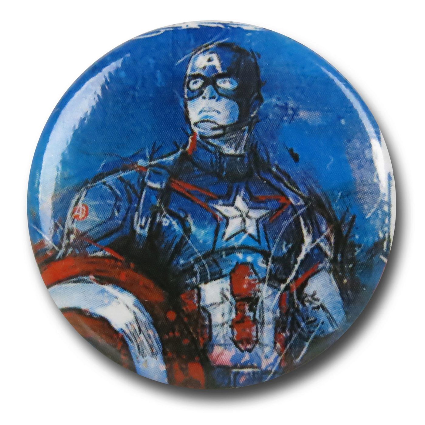 Captain America Age of Ultron Distressed Button, Blue