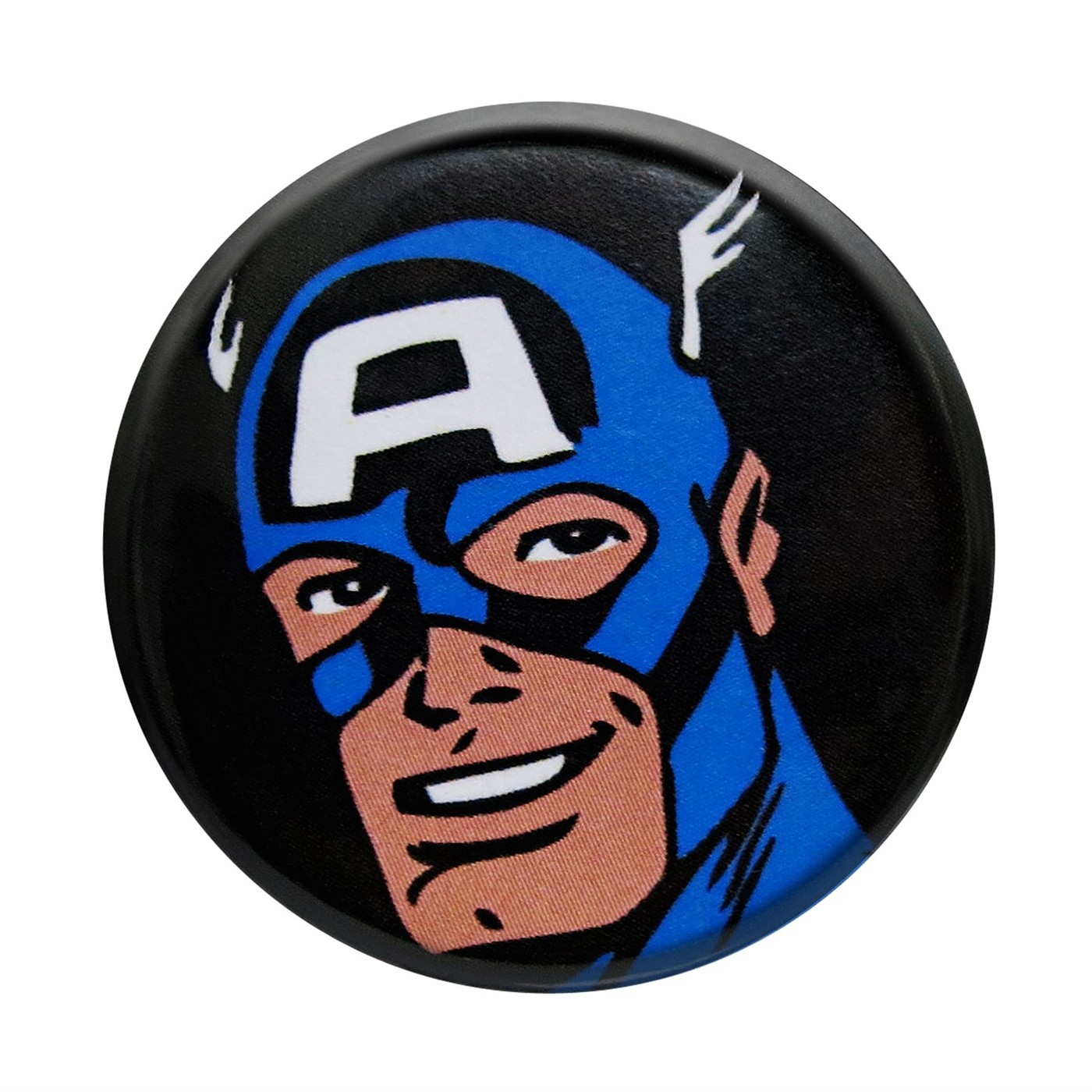Captain America Headshot Black Button, Black