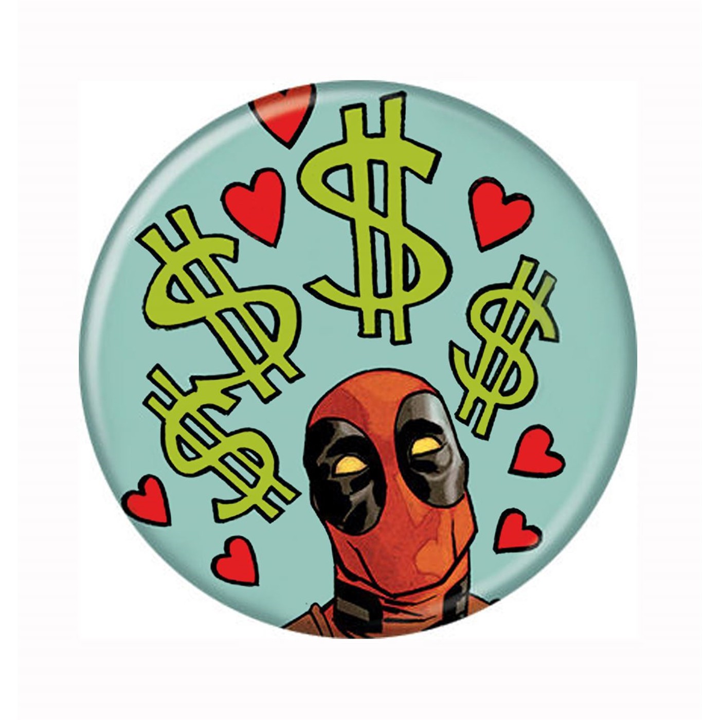 Deadpool Loves The Money Button, Green