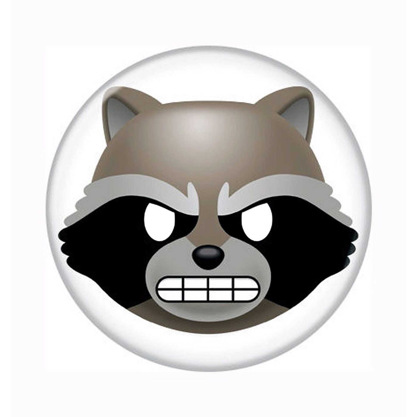 GOTG Rocket Raccoon Angry Emoji Button, Brown