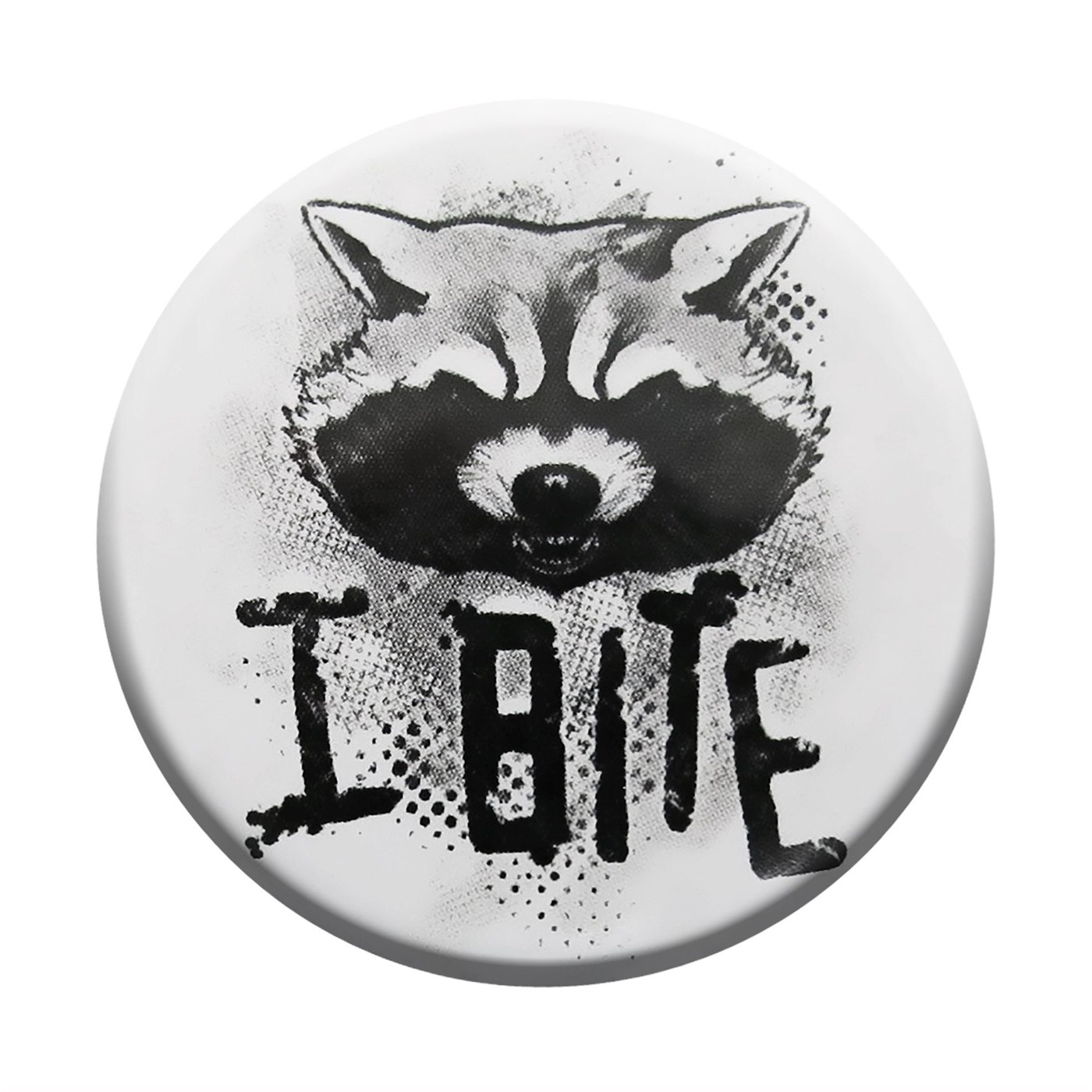 GOTG Rocket Raccoon I Bite Button, White