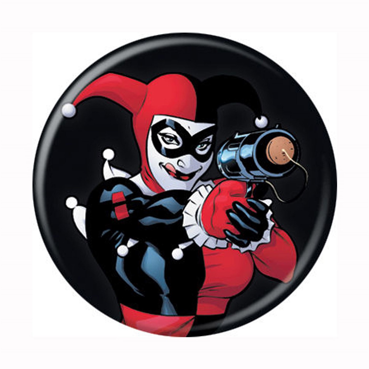 Harley Quinn Aim Button, Black