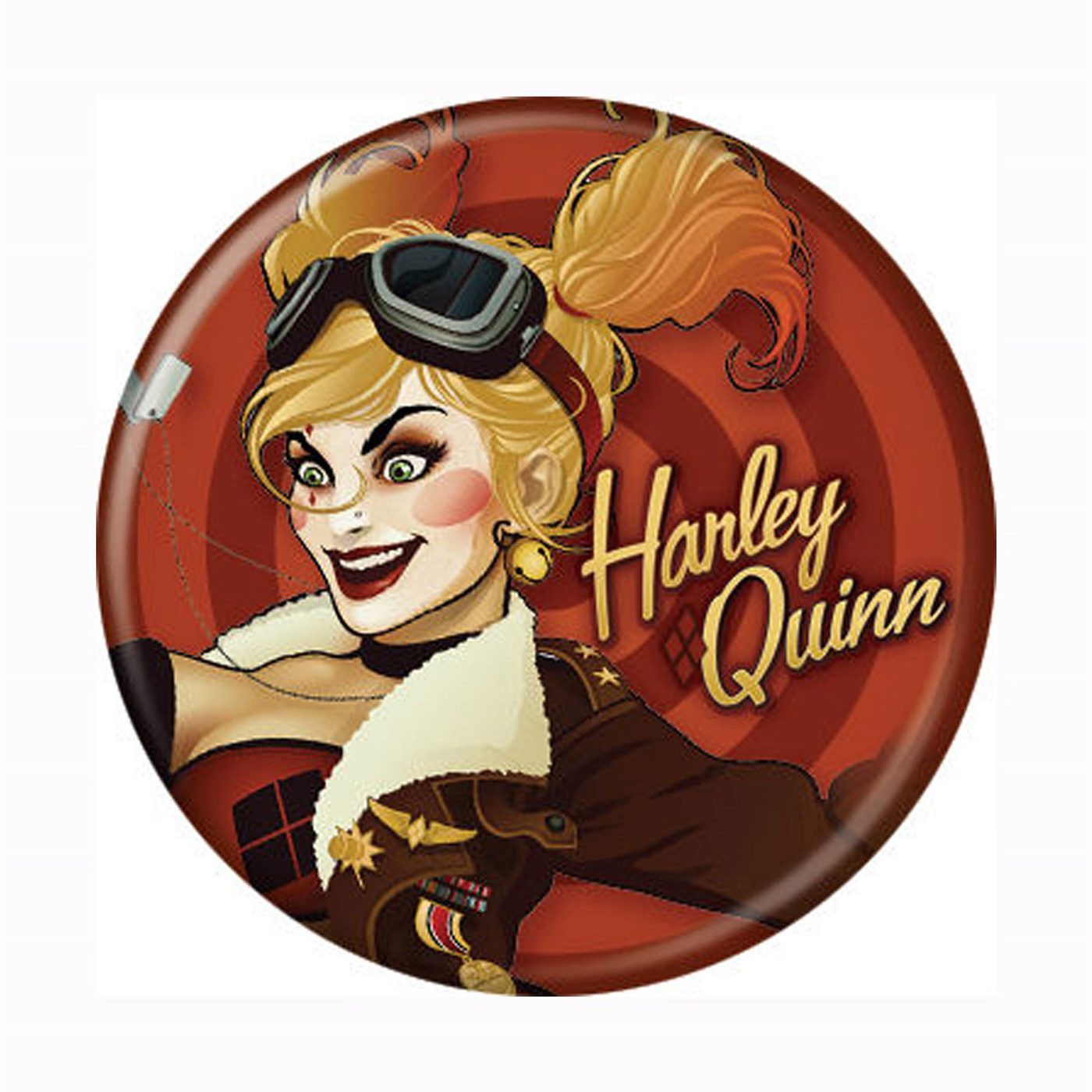 Harley Quinn Bombshells Button, Red