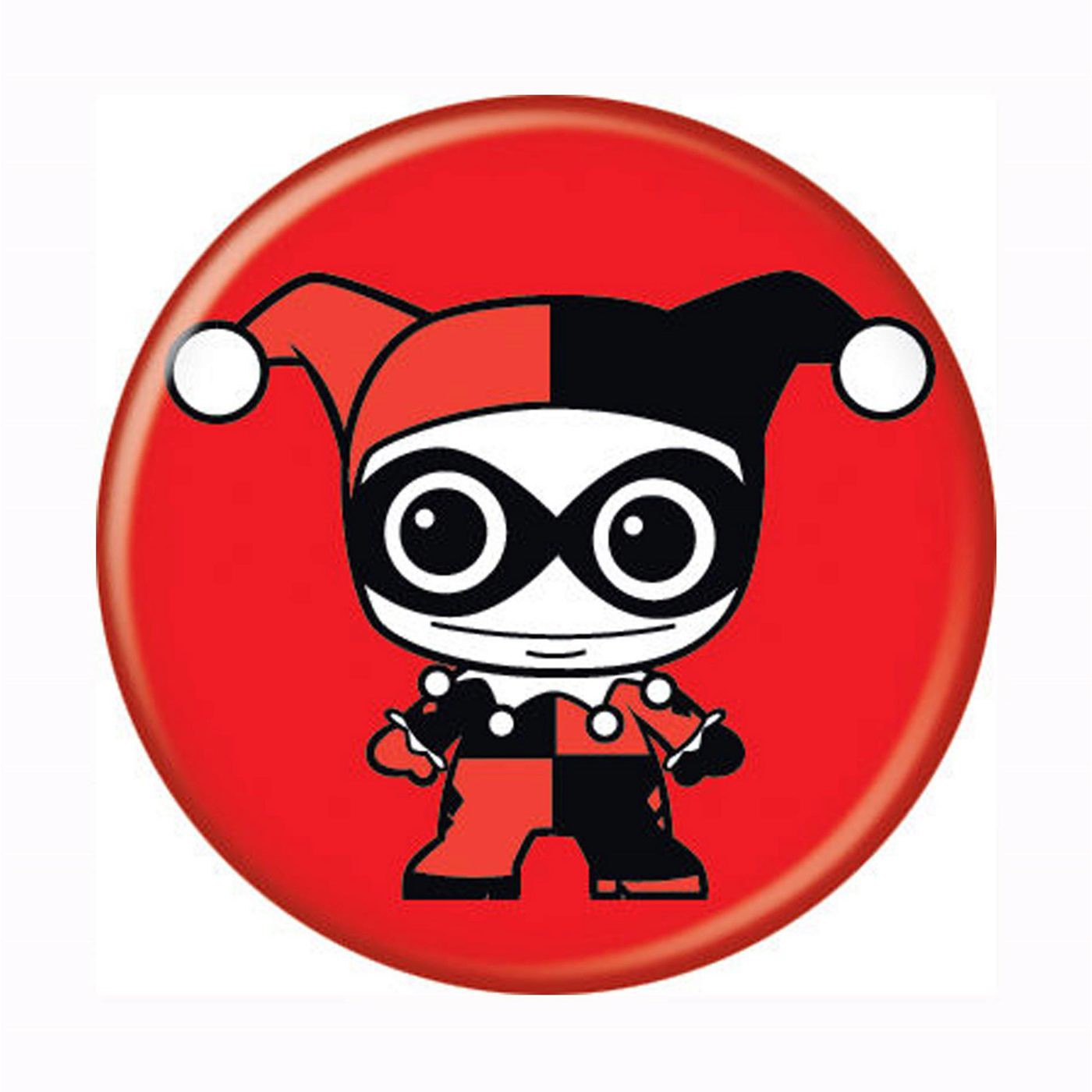 Harley Quinn Kawaii Button, Red