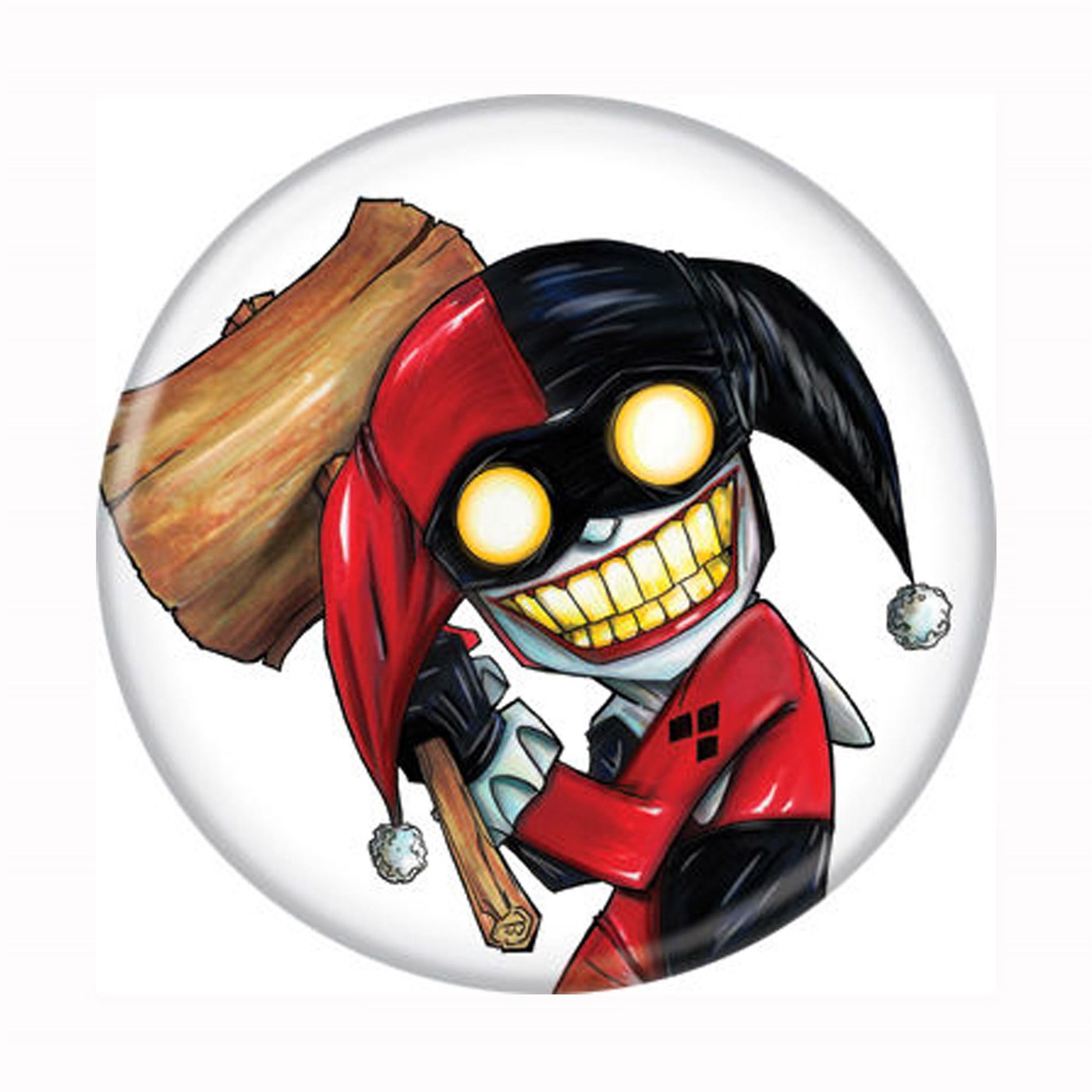 Harley Quinn Nutball Button, White