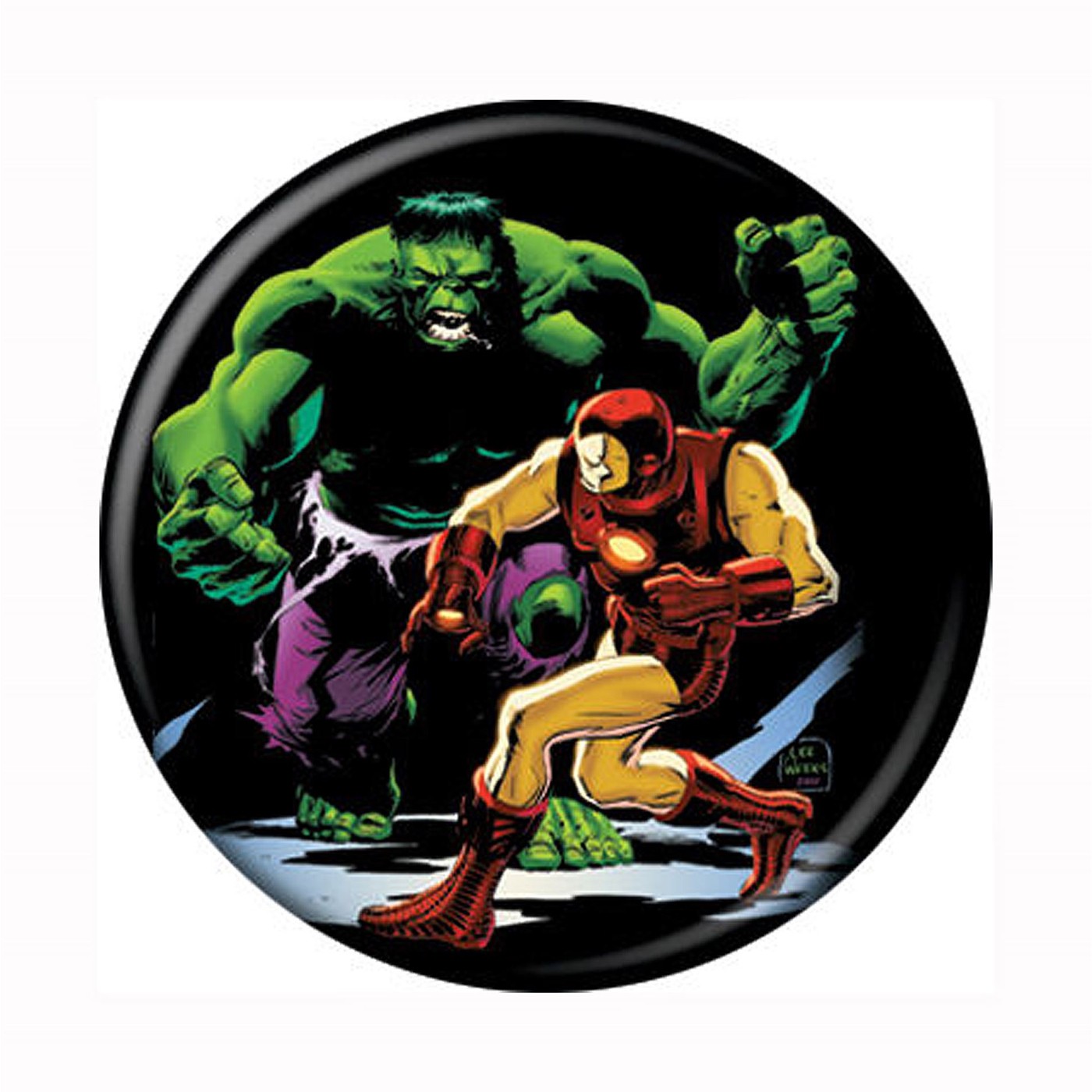 Hulk Vs Iron Man Button, Black