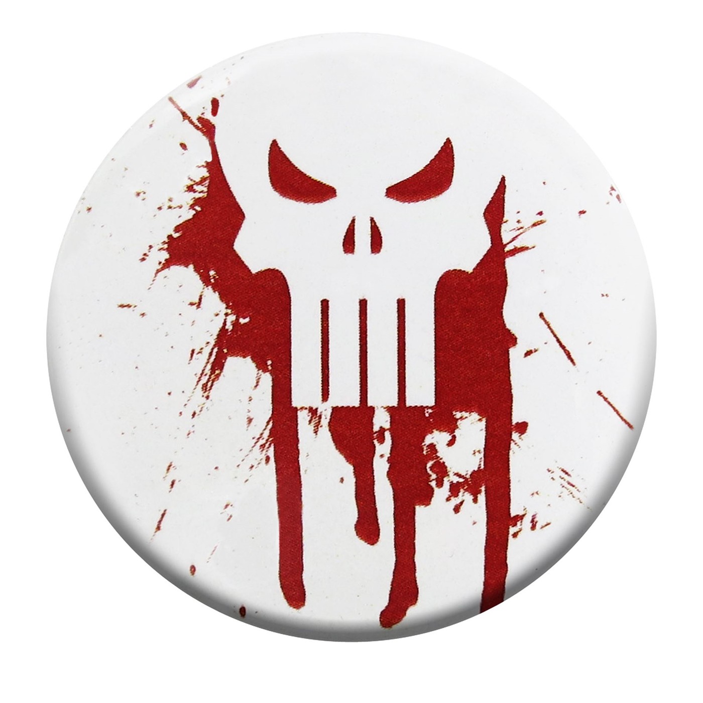 Punisher Extreme Blood Skull Button, White