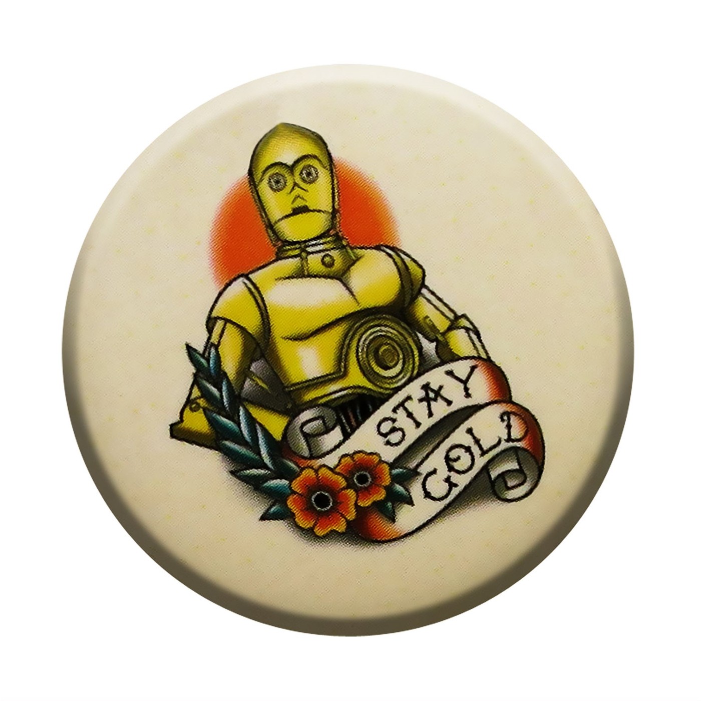 Star Wars C3PO Tattoo Button, White
