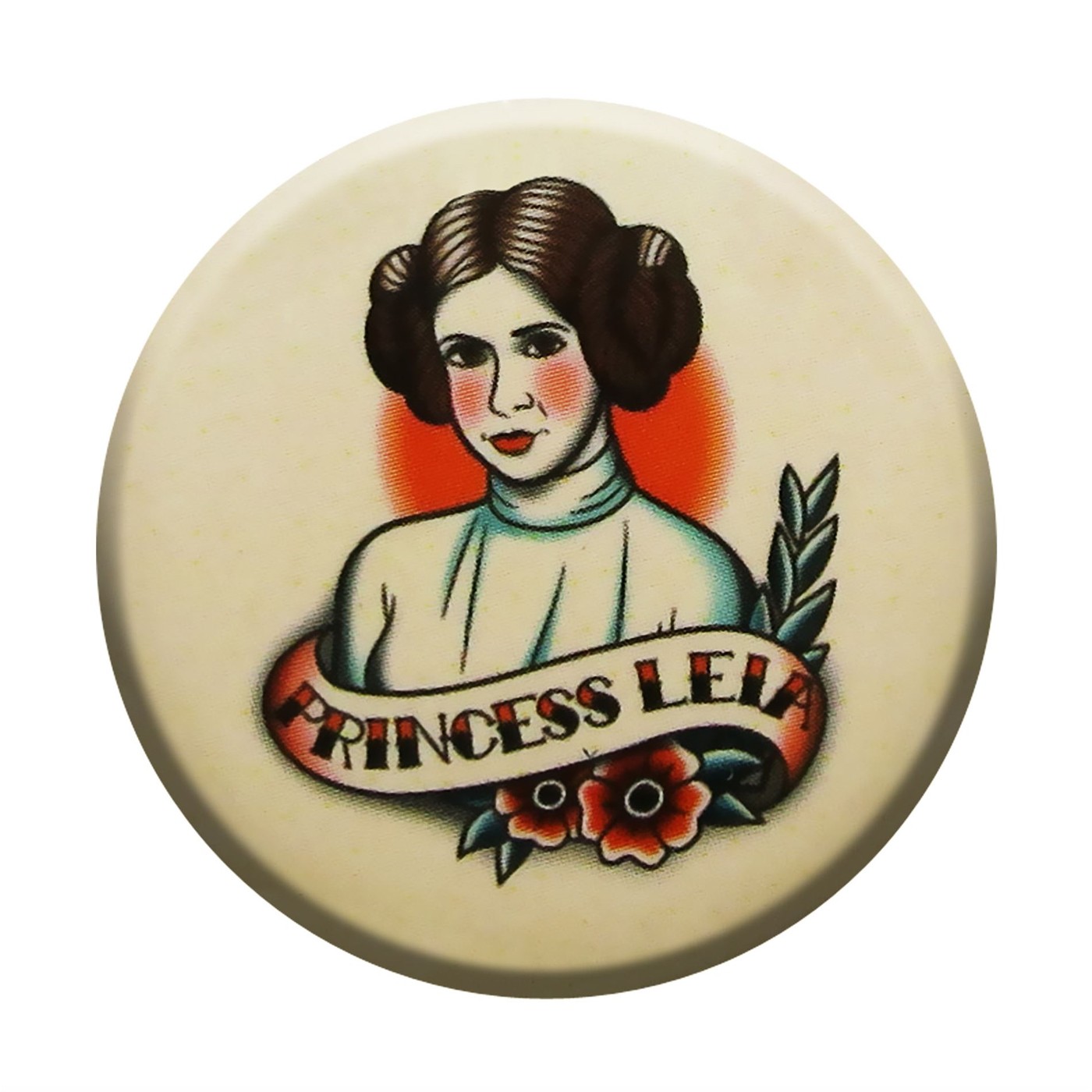 Star Wars Leia Tattoo Button, White