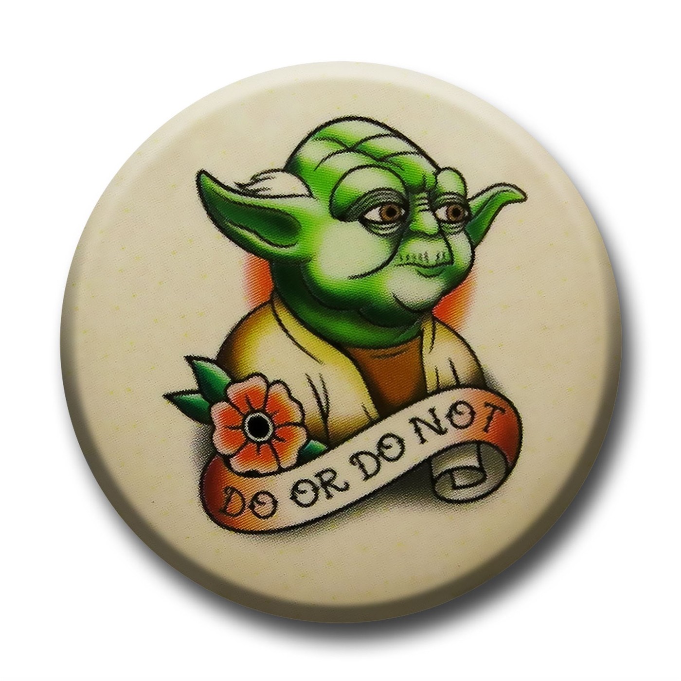 Star Wars Yoda Tattoo Button, White
