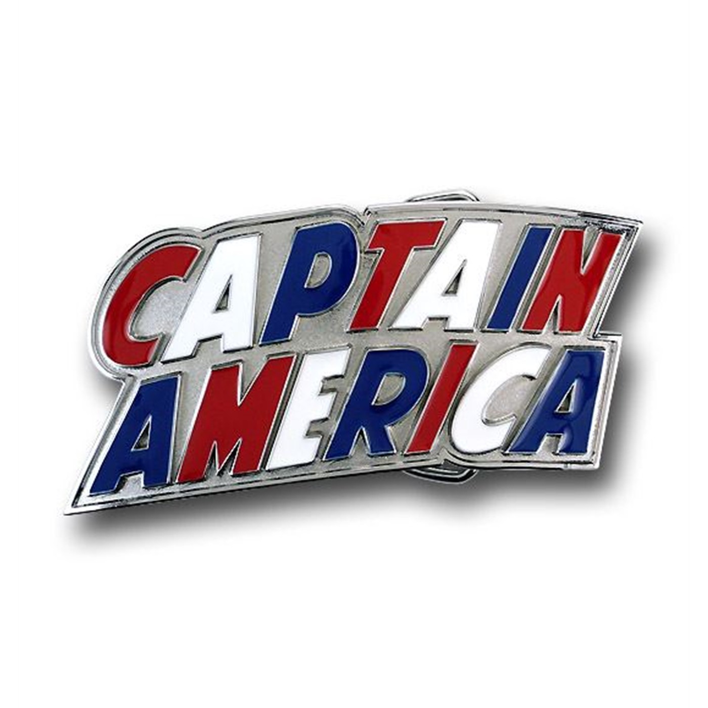 Captain America Red White & Blue Logo Belt Buckle, Grey