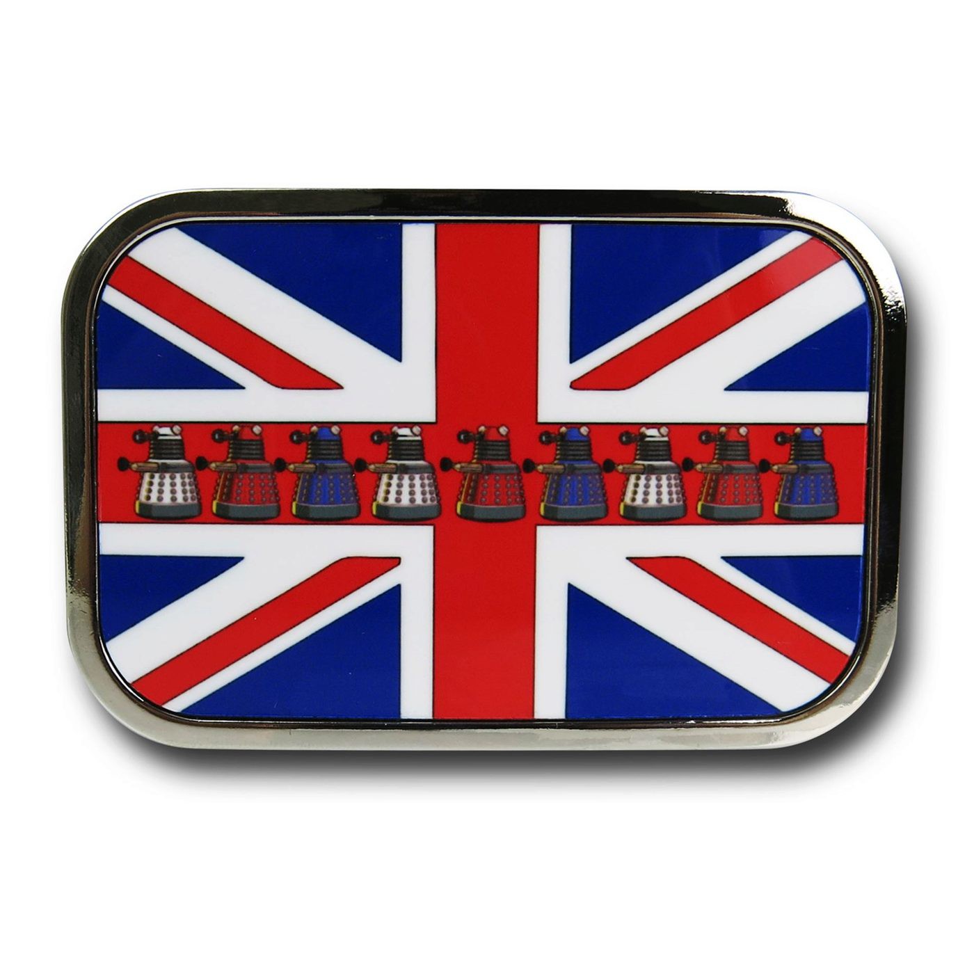 Doctor Who Union Jack Daleks Belt Buckle, Blue