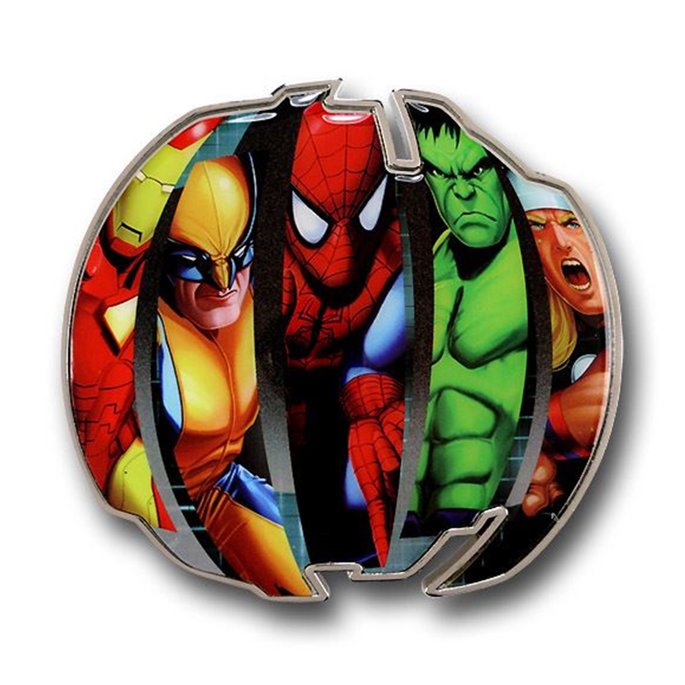 Marvel Heroes Round Belt Buckle, Grey