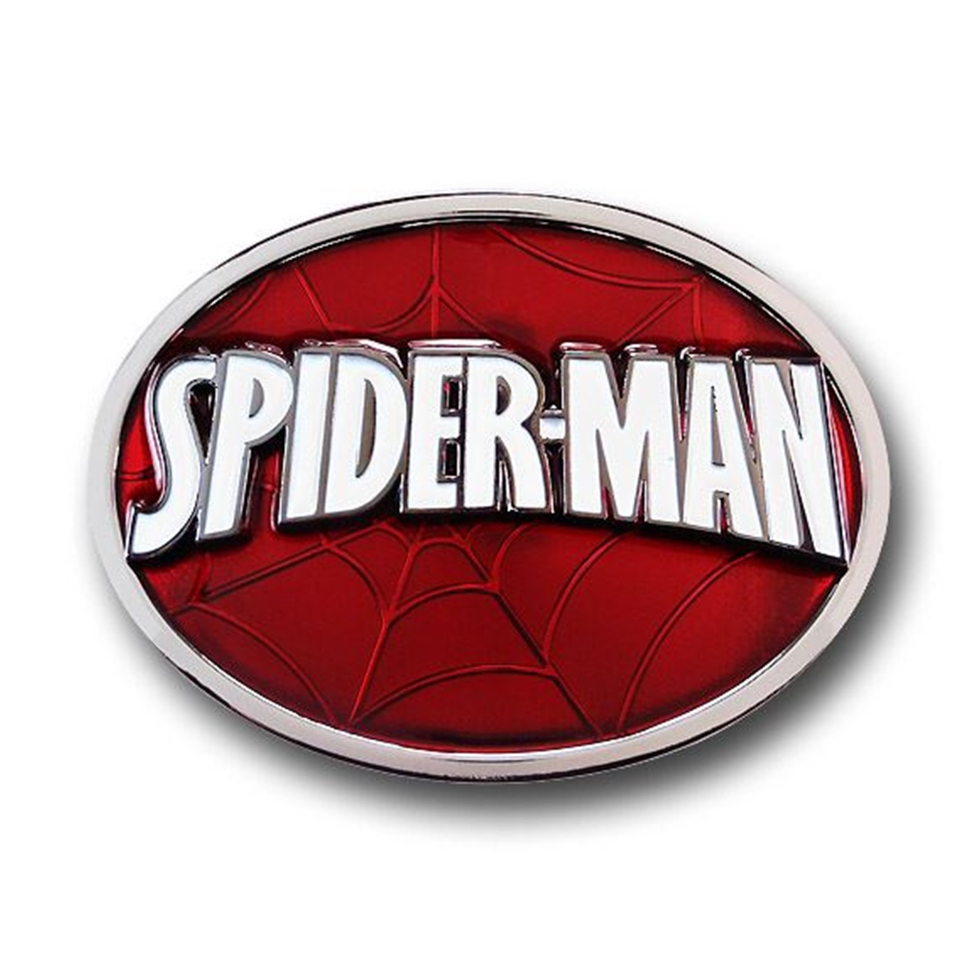 Spiderman Logo Oval Webbed Belt Buckle, Red
