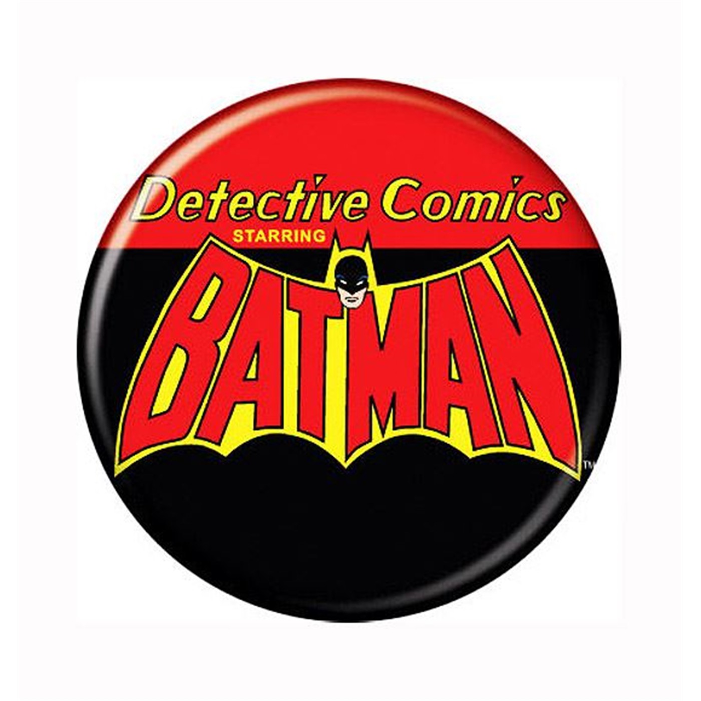 Batman Classic Detective Comics Logo Button, White
