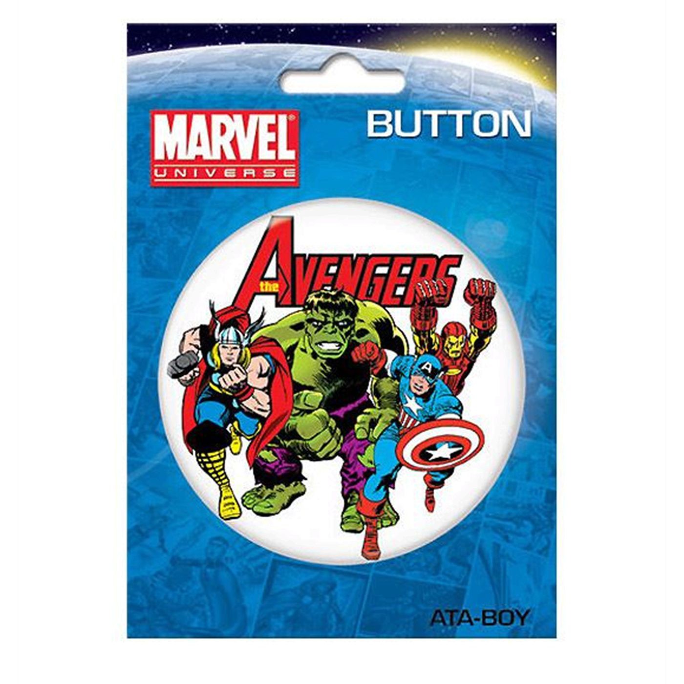 Avengers Kirby Group 3 Inch Button, White