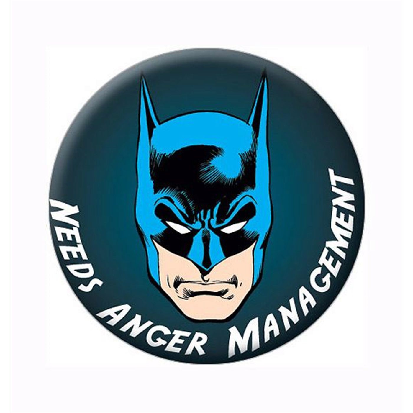 Batman Anger Management Button, White