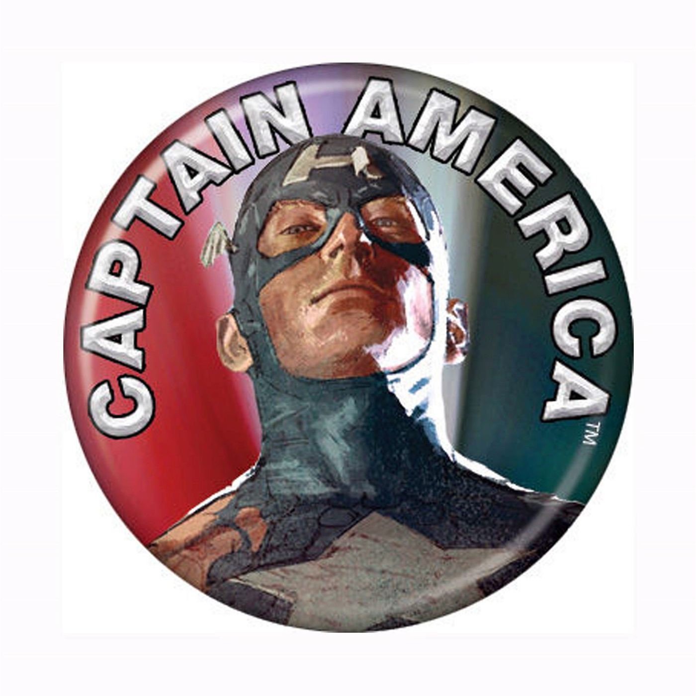 Captain America Battle Torn Button, White
