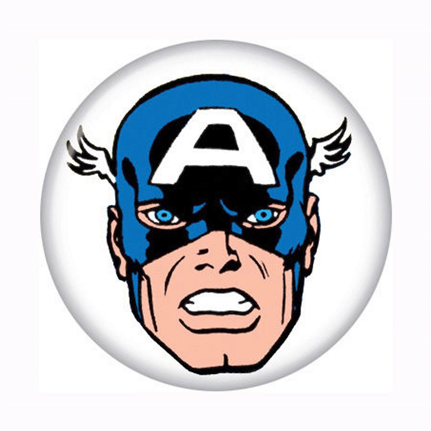 Captain America Head Button, White