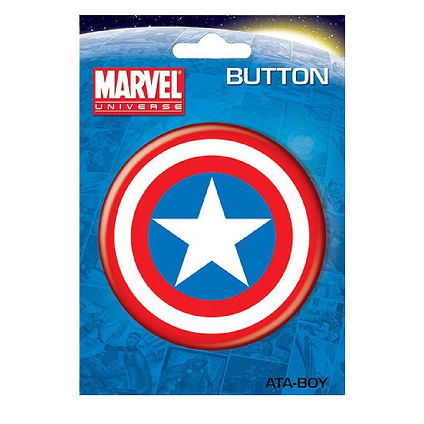 Captain America Shield 3' Button, White