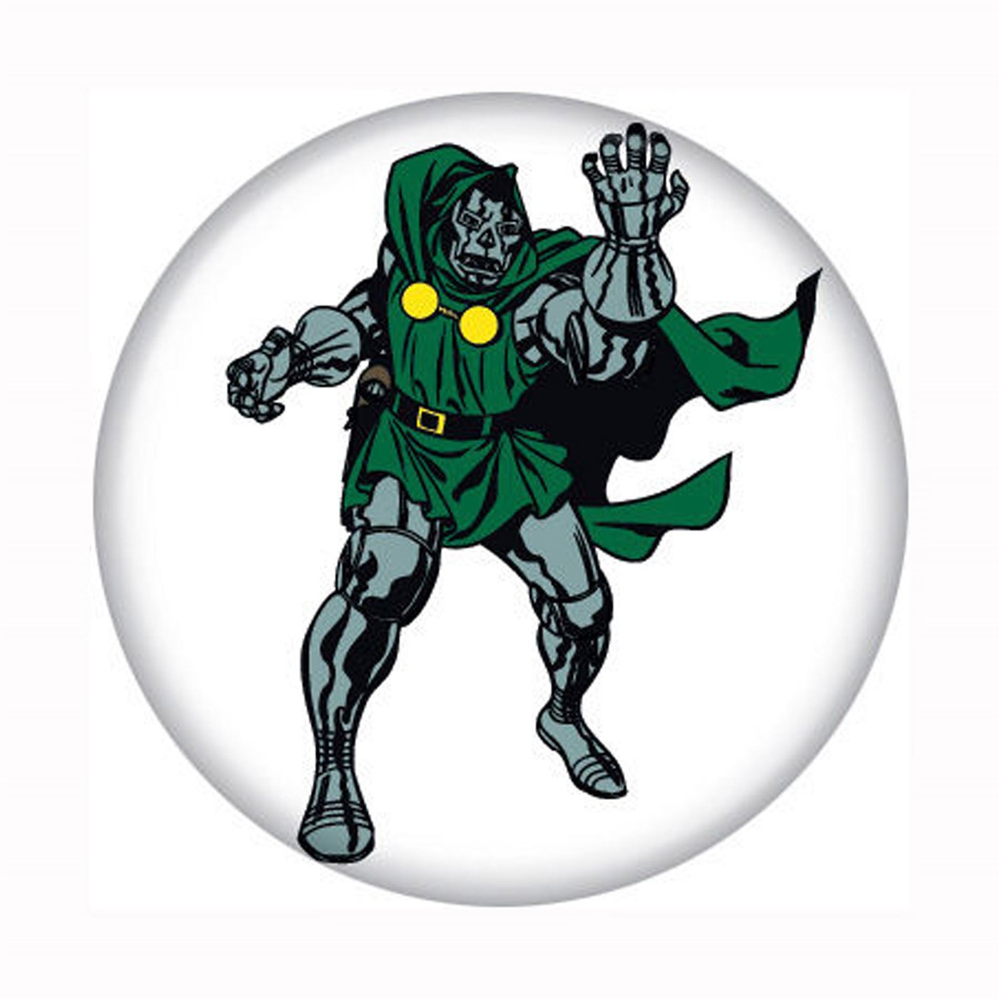 Dr. Doom White Button, White