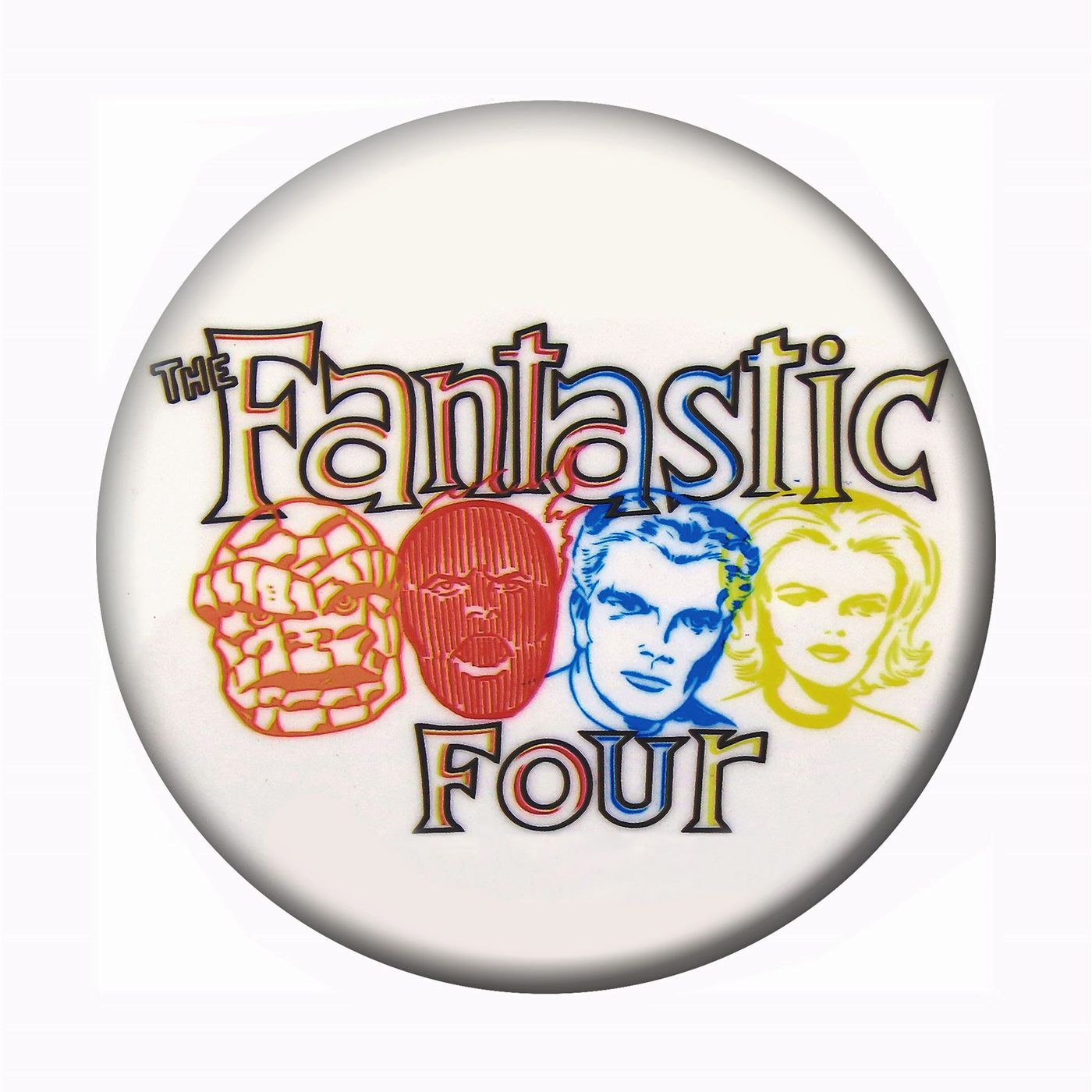 Fantastic Four Kirby Heads Button, White