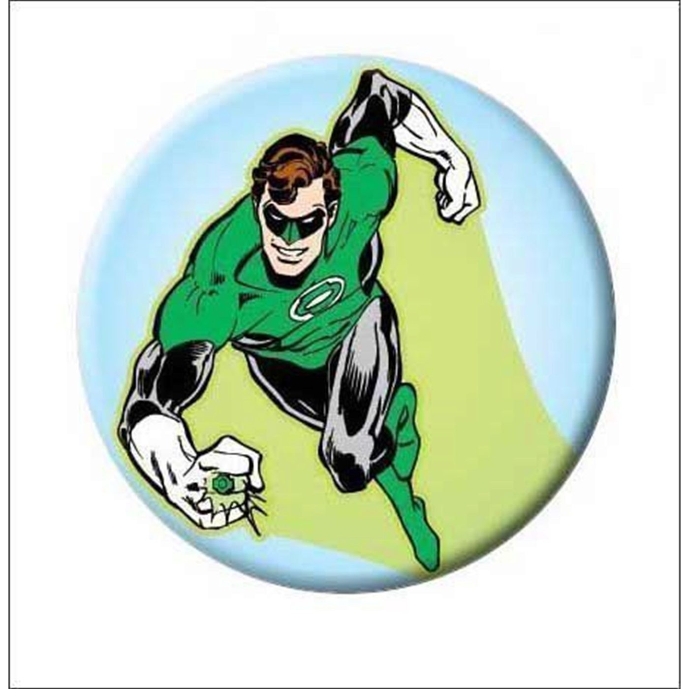Green Lantern Button Flying, White