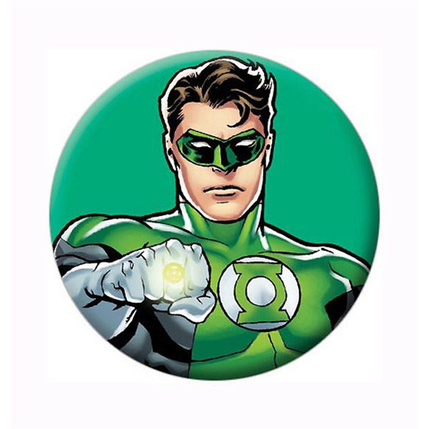 Green Lantern Stance Button, White