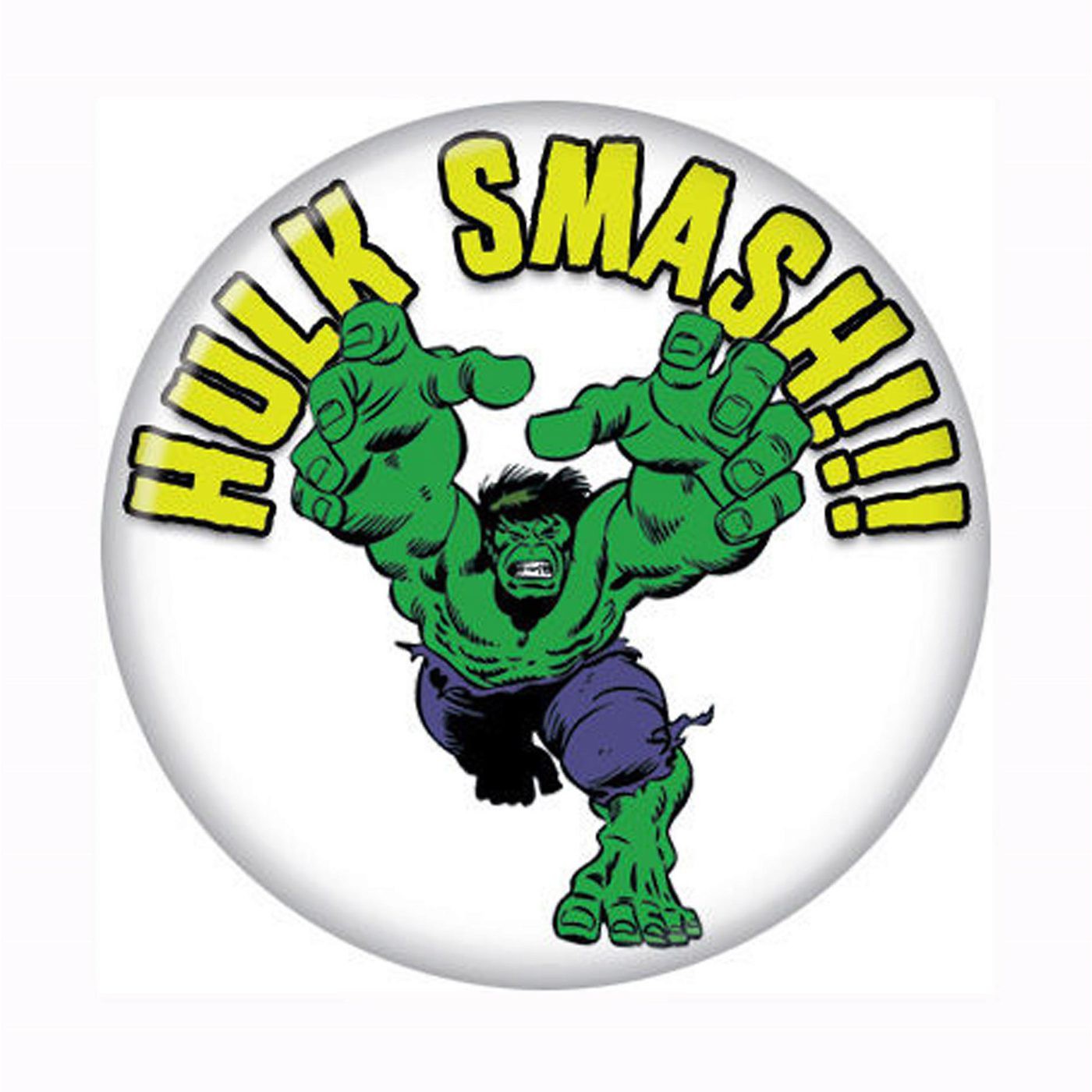 Hulk Smash!!! Button, White